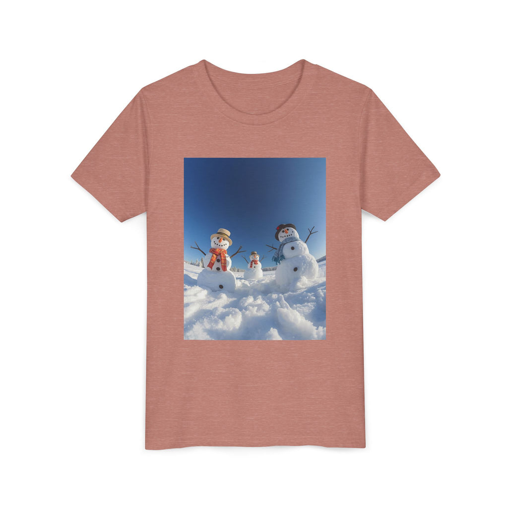 Festive Christmas Snowman Family Youth Short Sleeve Tee