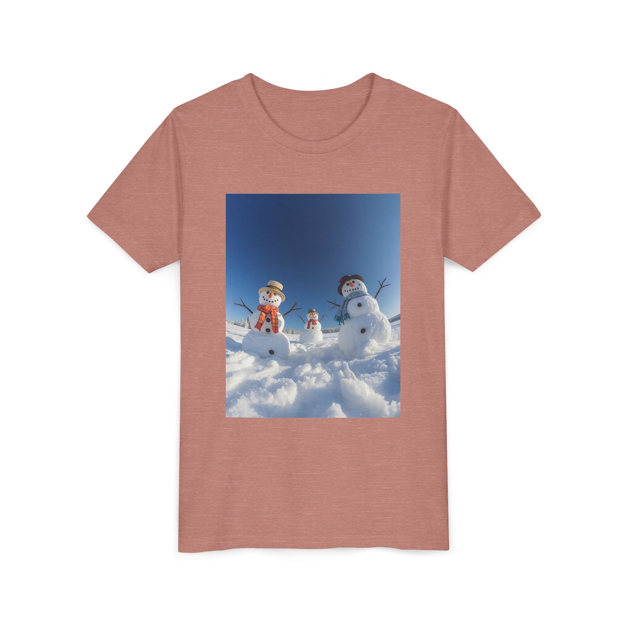Festive Christmas Snowman Family Youth Short Sleeve Tee