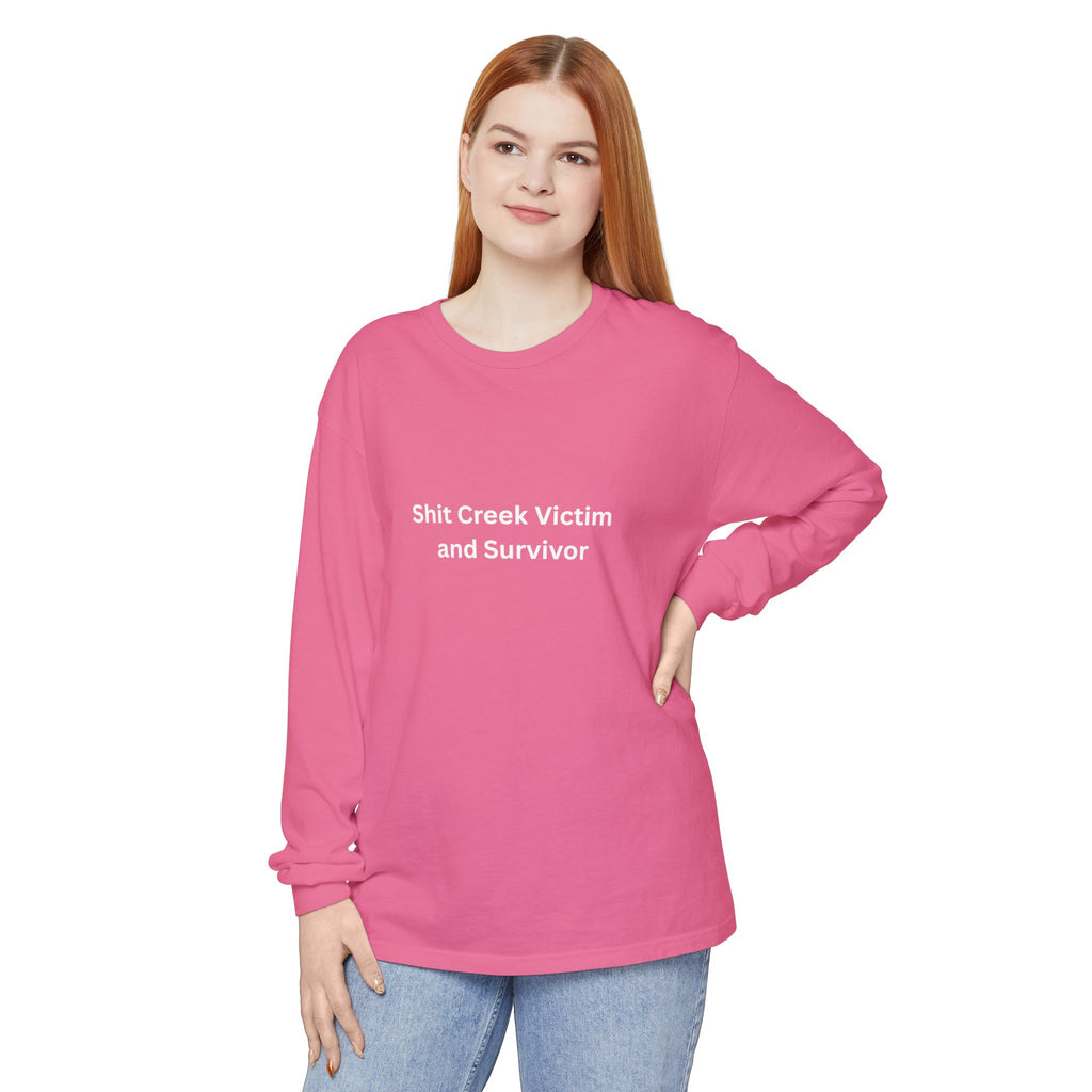 Shit Creek Survivor Long Sleeve T-Shirt, Funny Gift, Casual Wear, Humor Shirt, Birthday Gift, Unisex Apparel