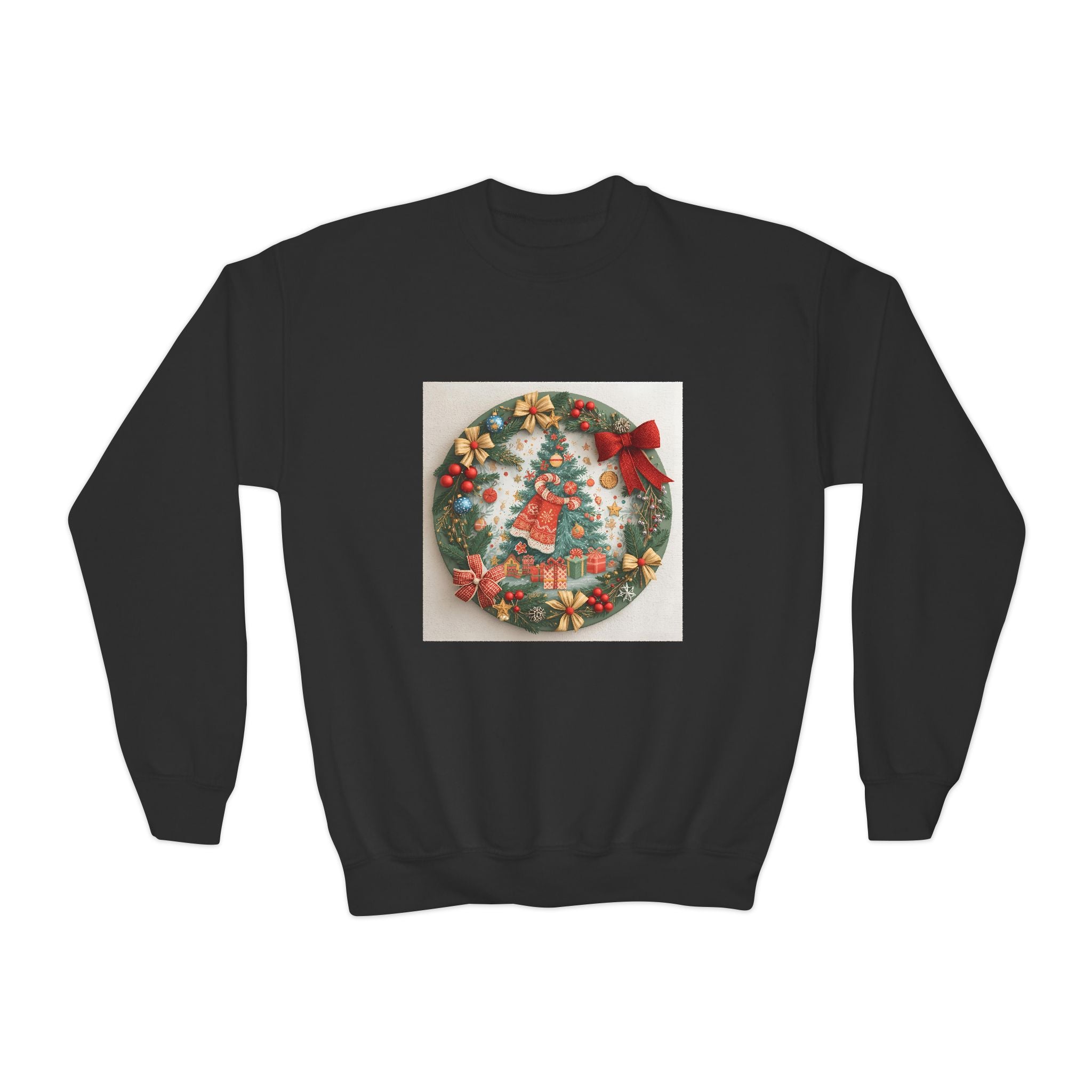 Christmas Wreath Youth Crewneck Sweatshirt