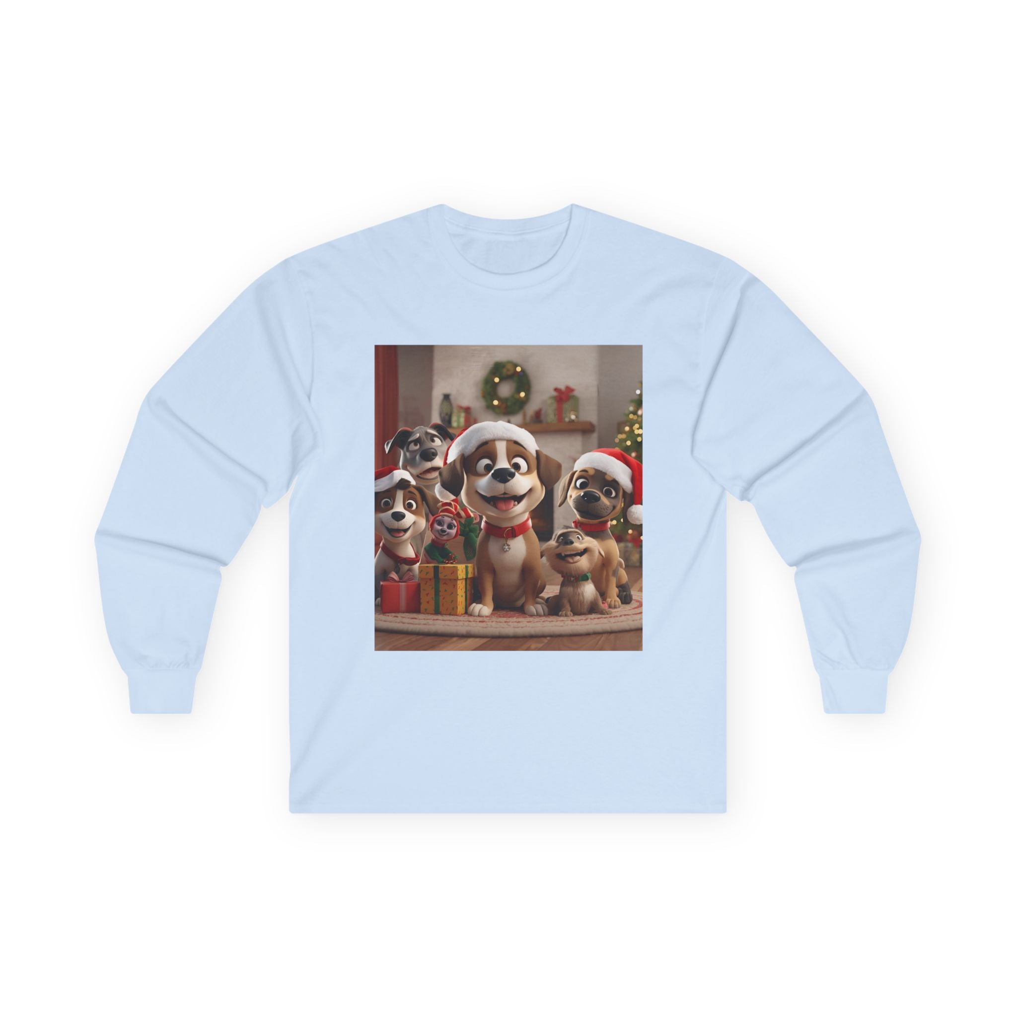 Cute Dog Christmas Long Sleeve Tee, Holiday Gift for Dog Lovers, Cozy Pet Apparel, Winter Wear, Fun Xmas T-shirt