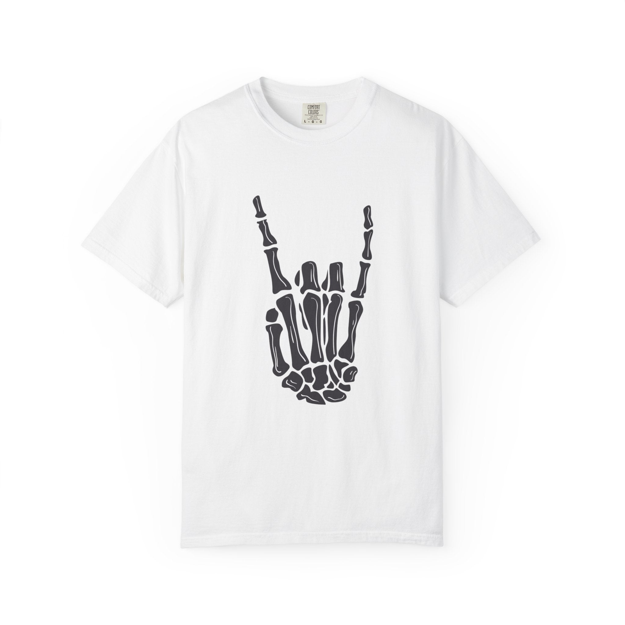 Rock On Skeleton T-Shirt, Unisex Tee, Music Lover Gift, Halloween Costume, Edgy Graphic Shirt, Casual Style, Spooky Fashion