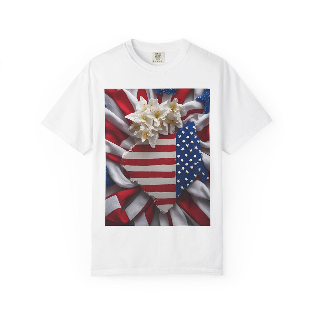 Patriotic Heart T-shirt for Festive Celebrations, 4th of July Apparel, Unisex Graphic Tee, American Pride Shirt, Independence Day Gift