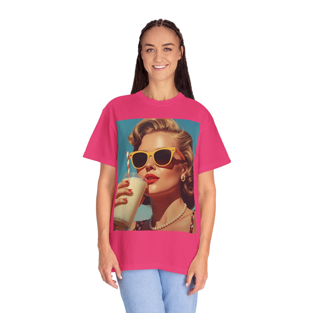 Retro Pop Art Summer Vibe T-shirt | Unisex Garment-Dyed Tee, Vintage Style Shirt, Trendy Summer Wear, Perfect Gift for Her, Casual Everyday Top
