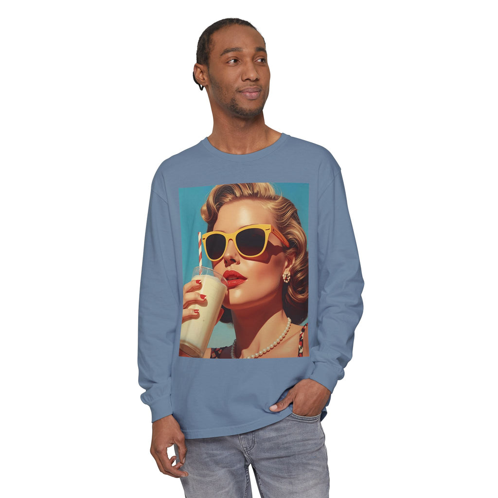Retro Pop Art Long Sleeve T-Shirt, Vintage Graphic Tee, Fashion Top, Summer Style shirt, Gift for Art Lovers, Casual Wear