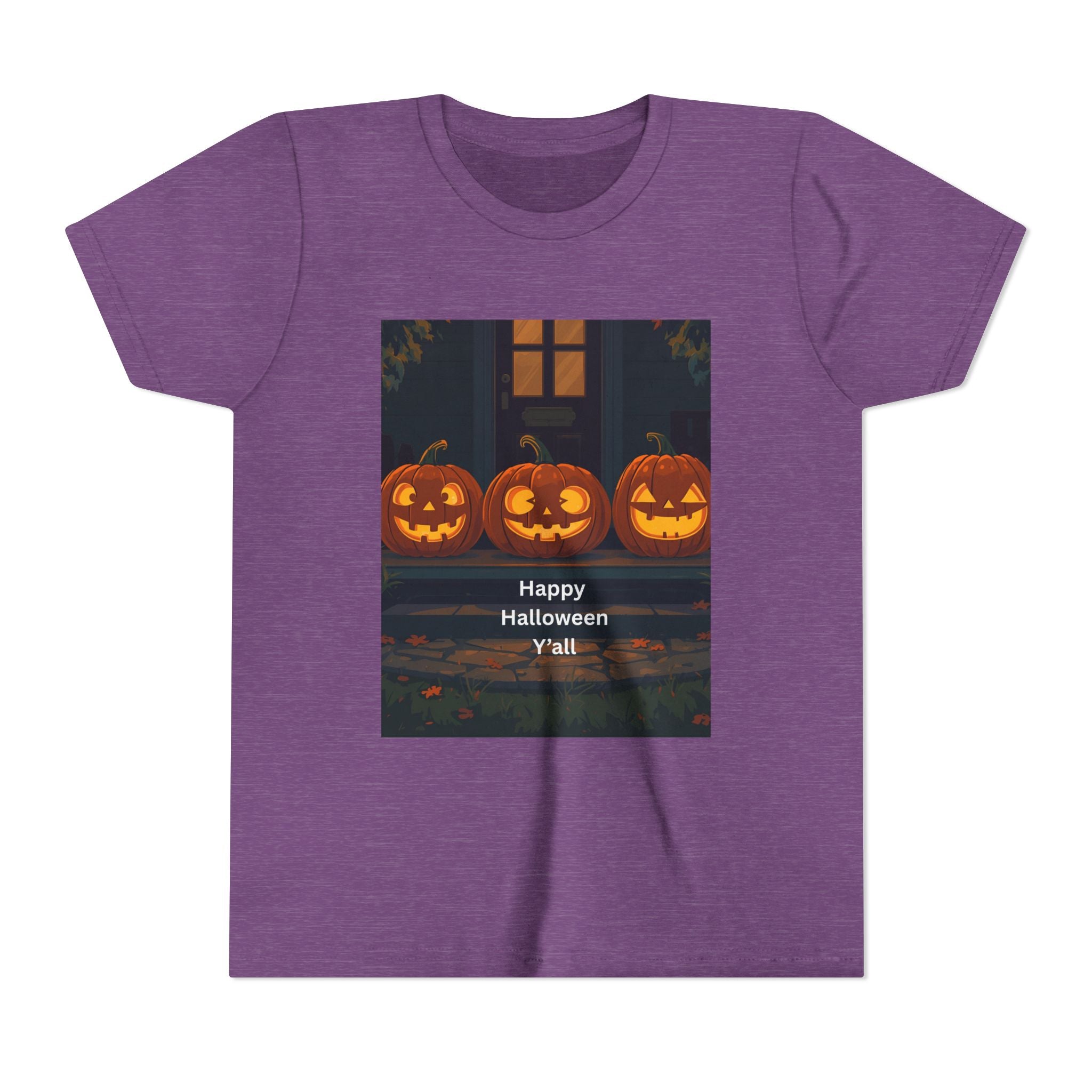 Halloween Pumpkin Youth Tee, Jack-o'-lantern Shirt, Trick or Treat Apparel, Spooky Kids T-Shirt, Halloween Costume Top