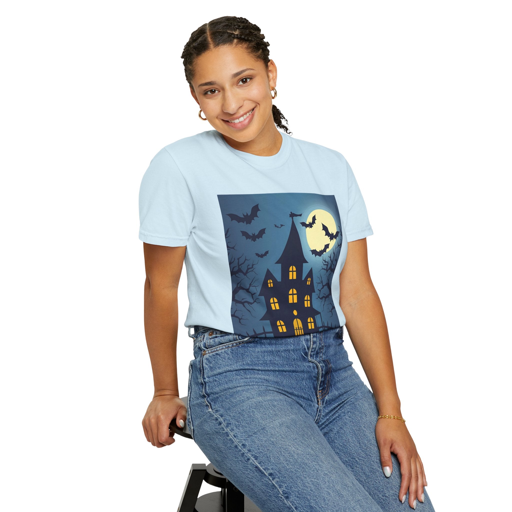 Haunted House T-Shirt, Spooky Halloween Tee, Unisex Shirt, Fall Apparel, Ghostly Graphic Tee, October Celebration Outfit