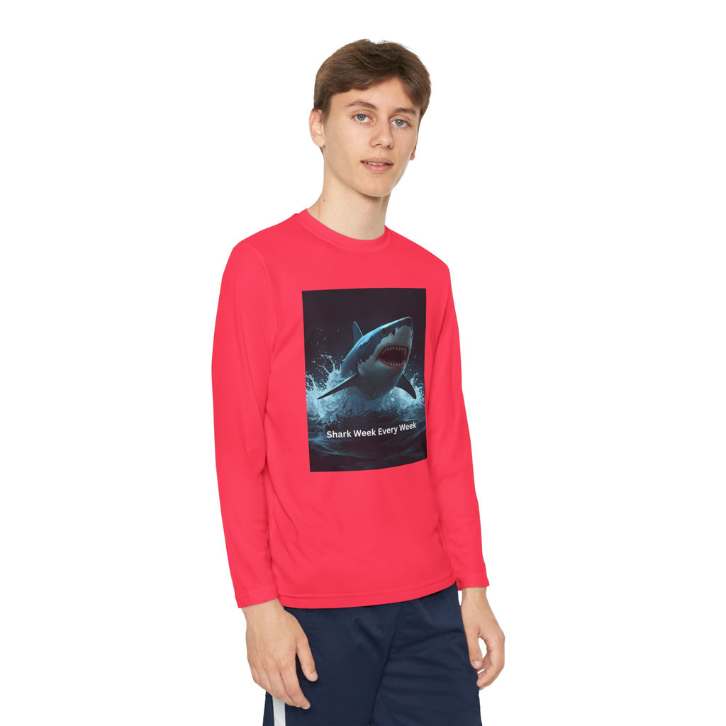 Shark Week Youth Long Sleeve Tee - Funny Ocean Shirt, Kids Gift, Summer Wear, Cool Tee, Swim Shirt, Beach Apparel