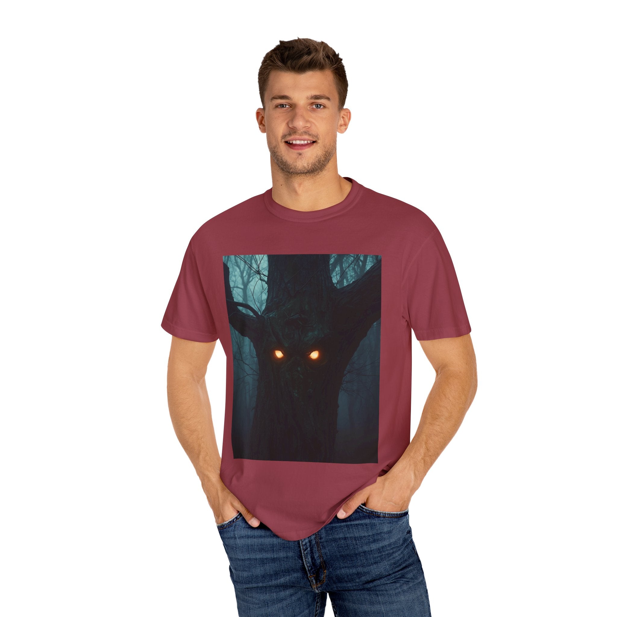 Spooky Forest Creature Unisex T-Shirt, Casual Wear, Gift for Nature Lovers, Halloween Apparel, Trendy Graphic Tee