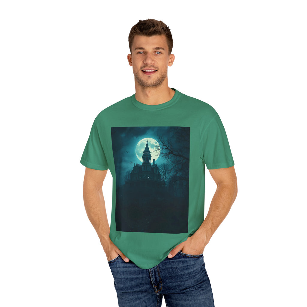 Haunted Moonlit Castle Unisex T-shirt, Gothic Tee, Halloween Apparel, Vintage Style Shirt, Alternative Fashion, Spooky Gift