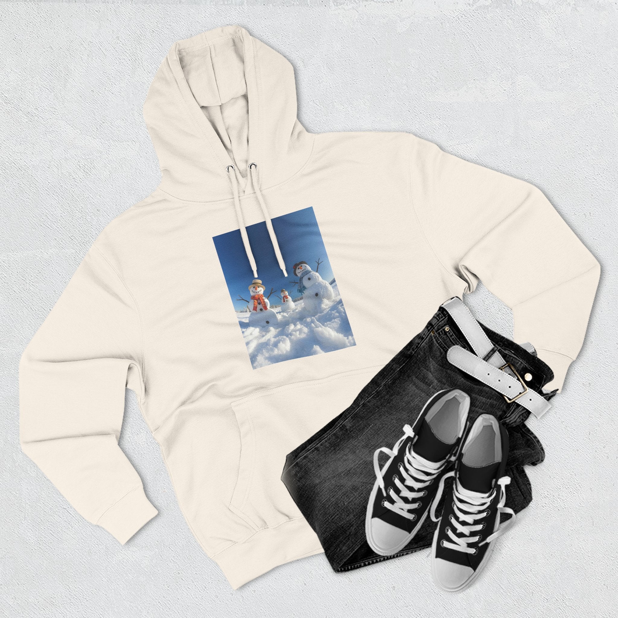 Cozy Fleece Hoodie with Fun Snowmen Design, Winter Wear, Gift for Christmas, Birthday Present, Casual Outfit, Hoodie for Snow Lovers