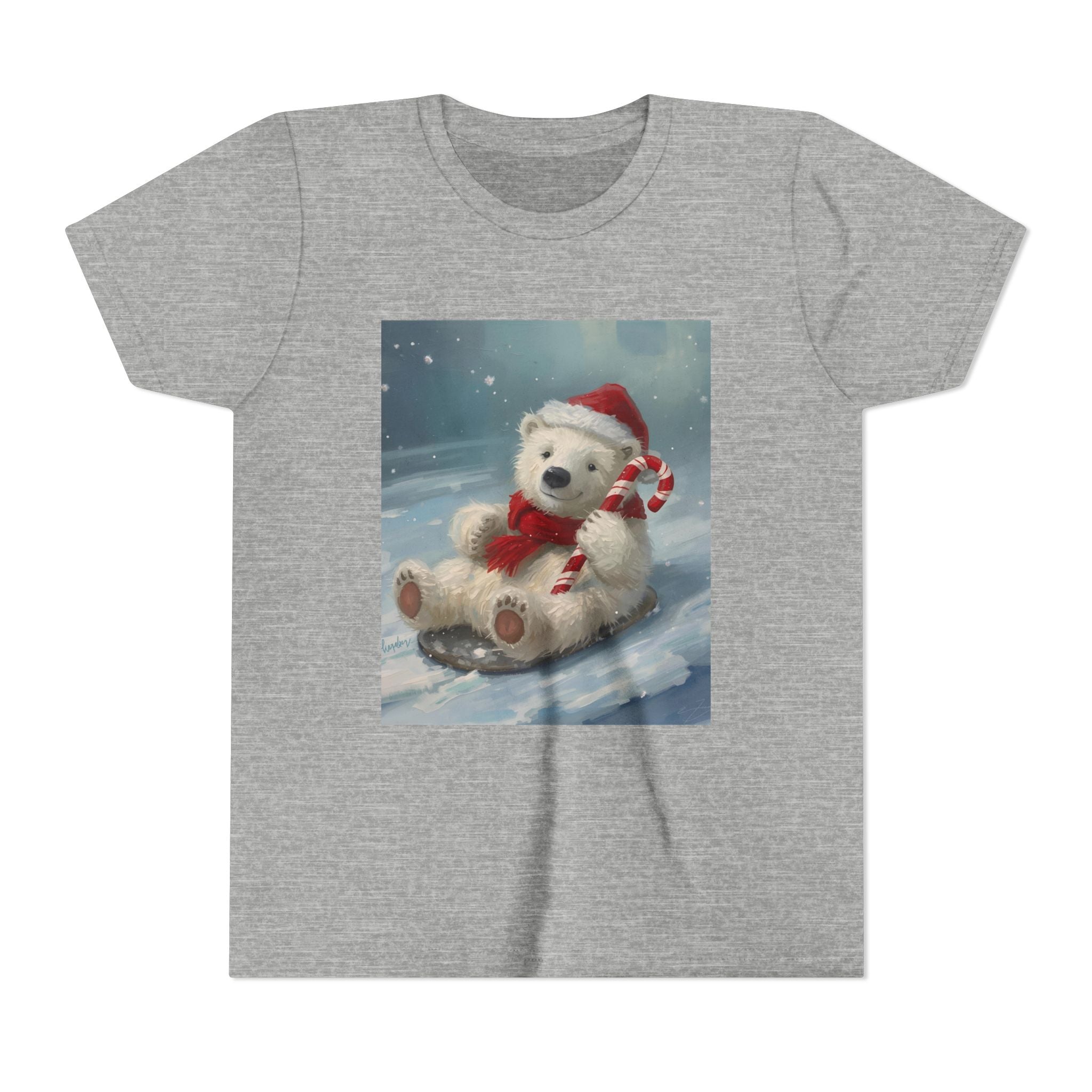 Cute Christmas Bear Youth Short Sleeve Tee