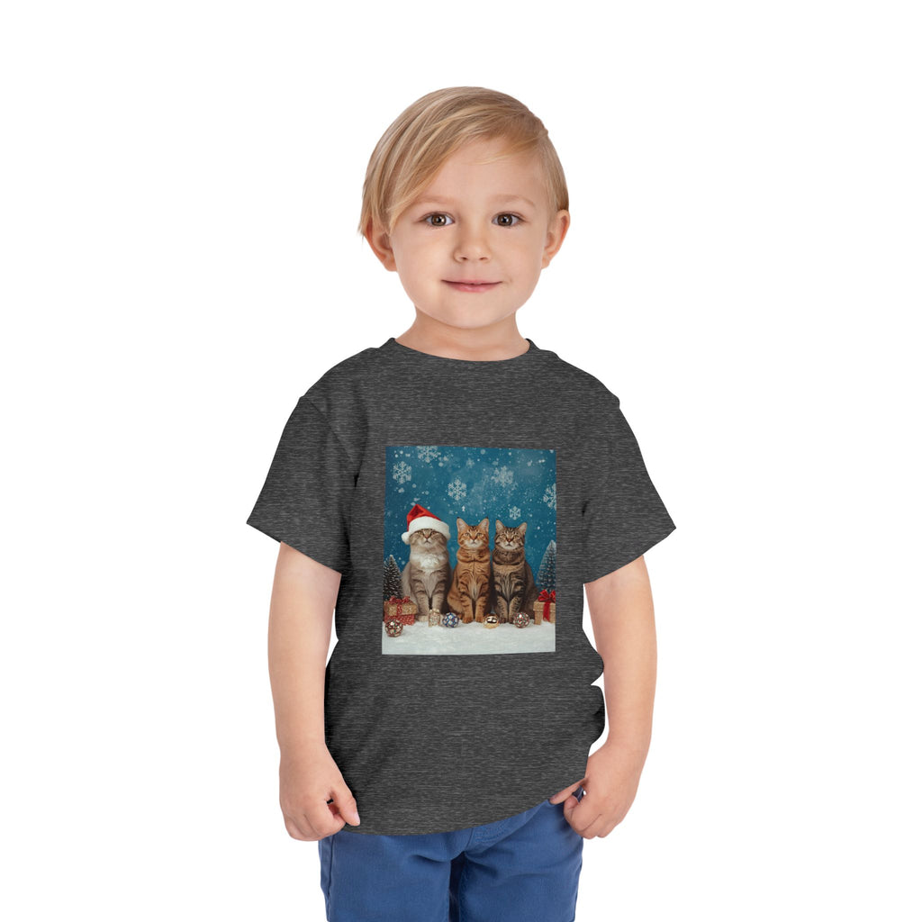 Cute Cat Festive Christmas Toddler Short Sleeve Tee