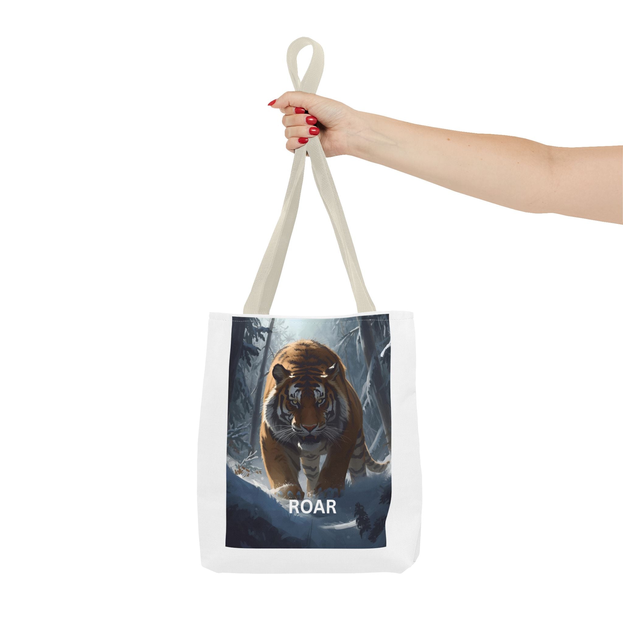 Majestic Tiger Snow Roar Tote Bag | Roar Wildlife Bag, Eco Friendly Tote, Animal Lover Gift, Stylish Shopping Bag, Nature-Theme Accessories