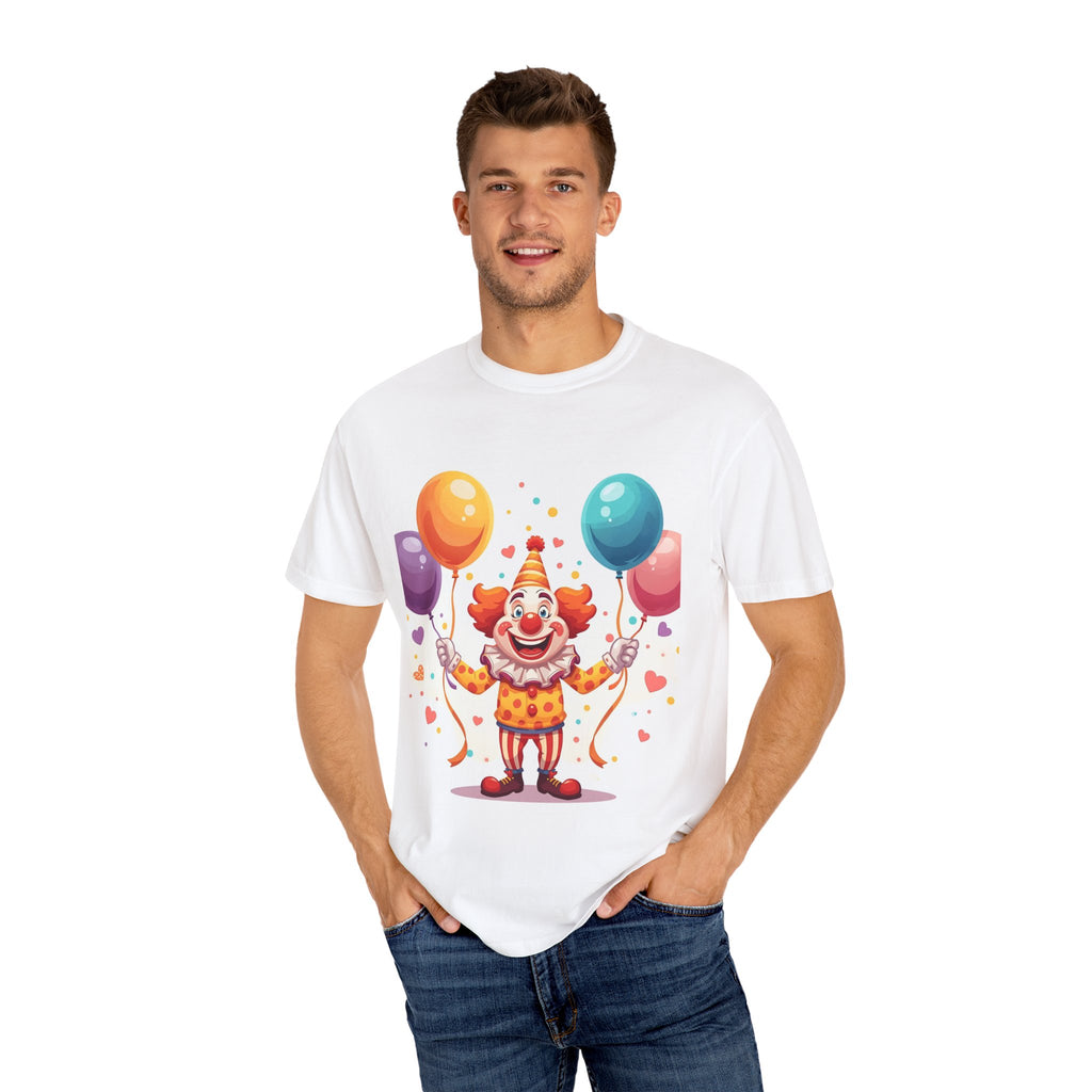 Colorful Clown Balloon T-Shirt, Fun Graphic Tee, Unisex party shirt, Circus themed apparel, Birthday gift for kids