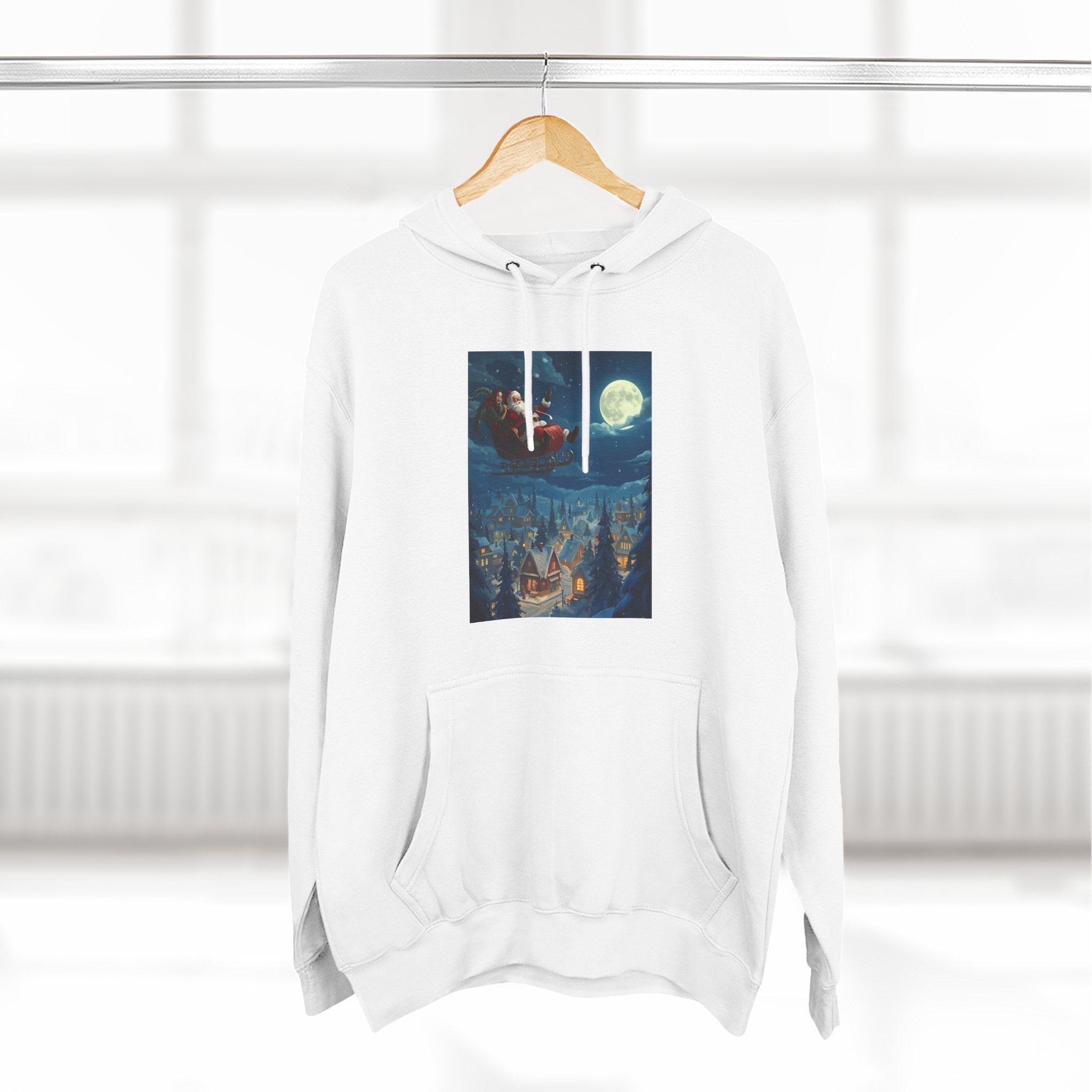 Christmas Santa Sleigh Three-Panel Fleece Hoodie