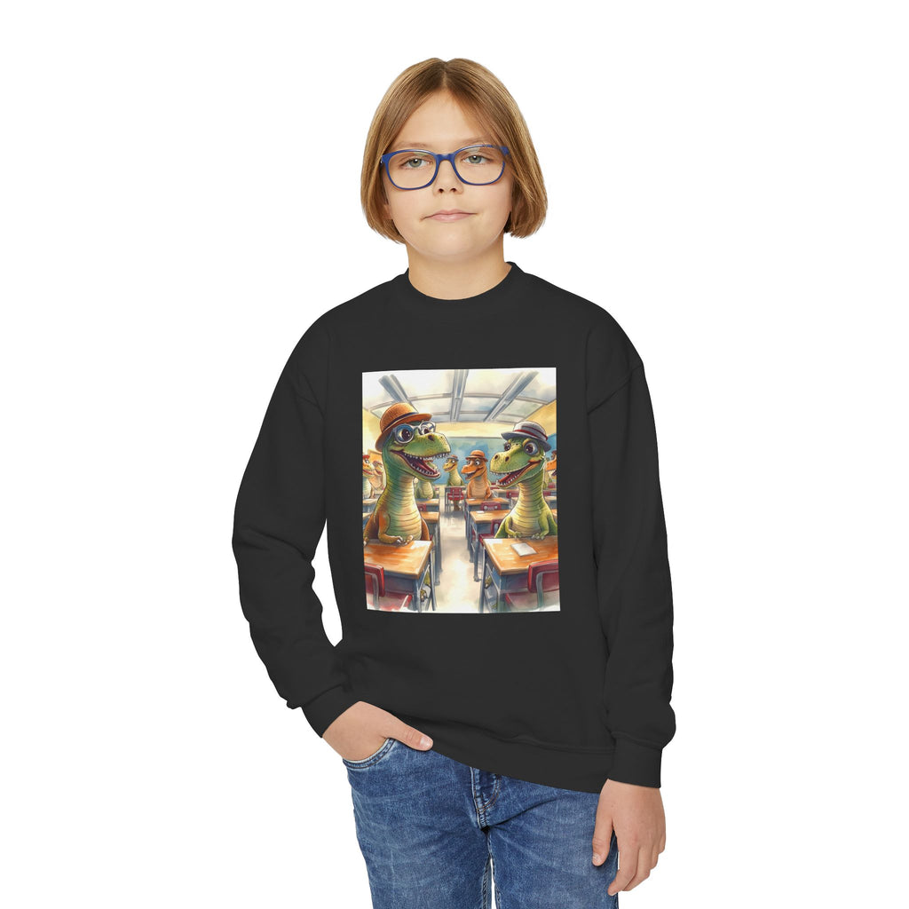 Dinosaur Classroom Youth Crewneck Sweatshirt, Fun Sweater for Kids, Perfect for Birthdays, School Events, Halloween, Unique Gift Idea