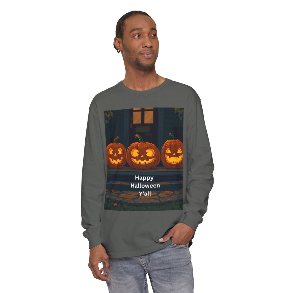 Halloween Pumpkin Long Sleeve T-Shirt, Fall Apparel, Comfortable Shirt, Unisex Halloween Tee, Seasonal Gift, Spooky Vibes