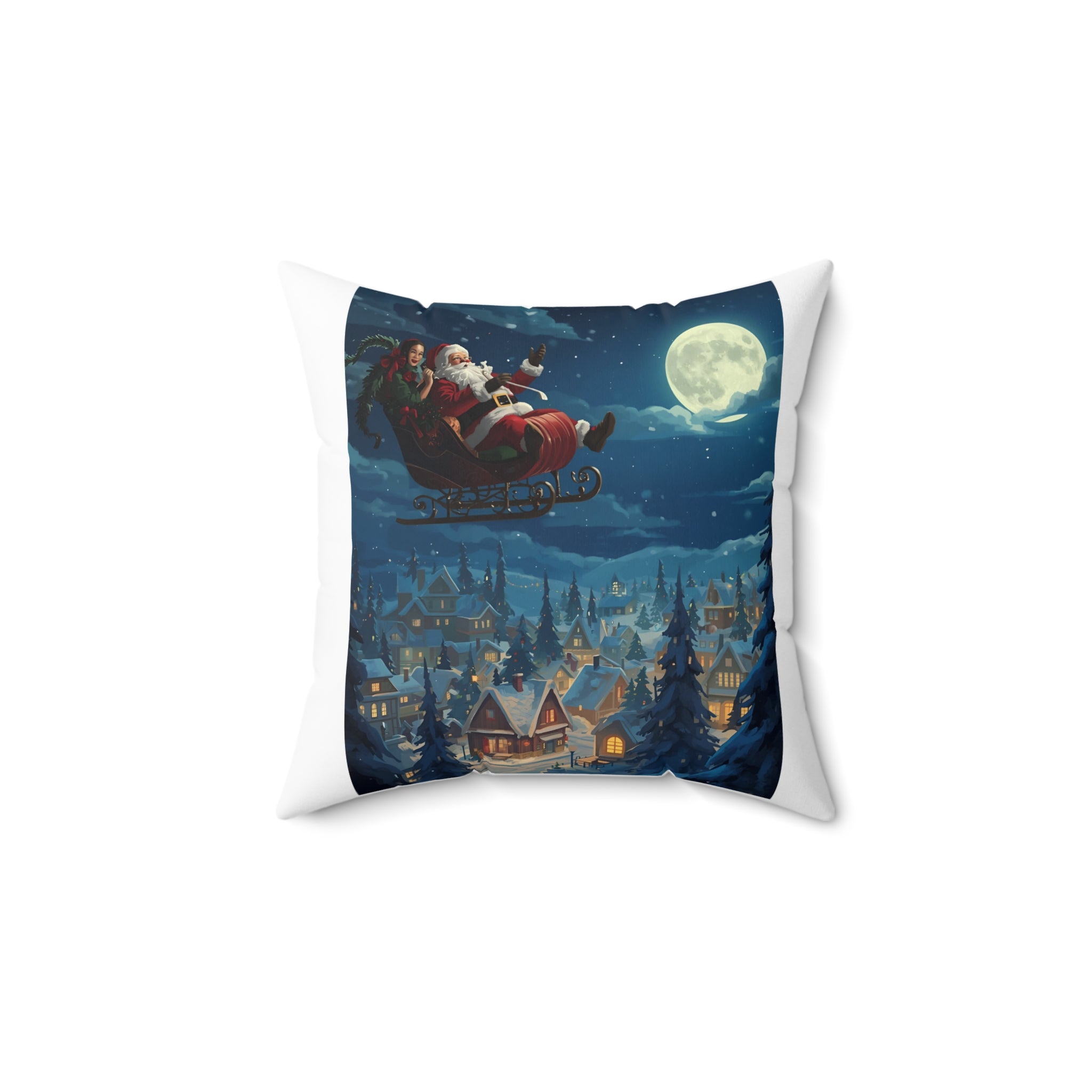 Christmas Santa Sleigh Pillow, Holiday Decorative Cushion, Cozy Home Decor, Gift for Christmas, Unique Pillow Cover