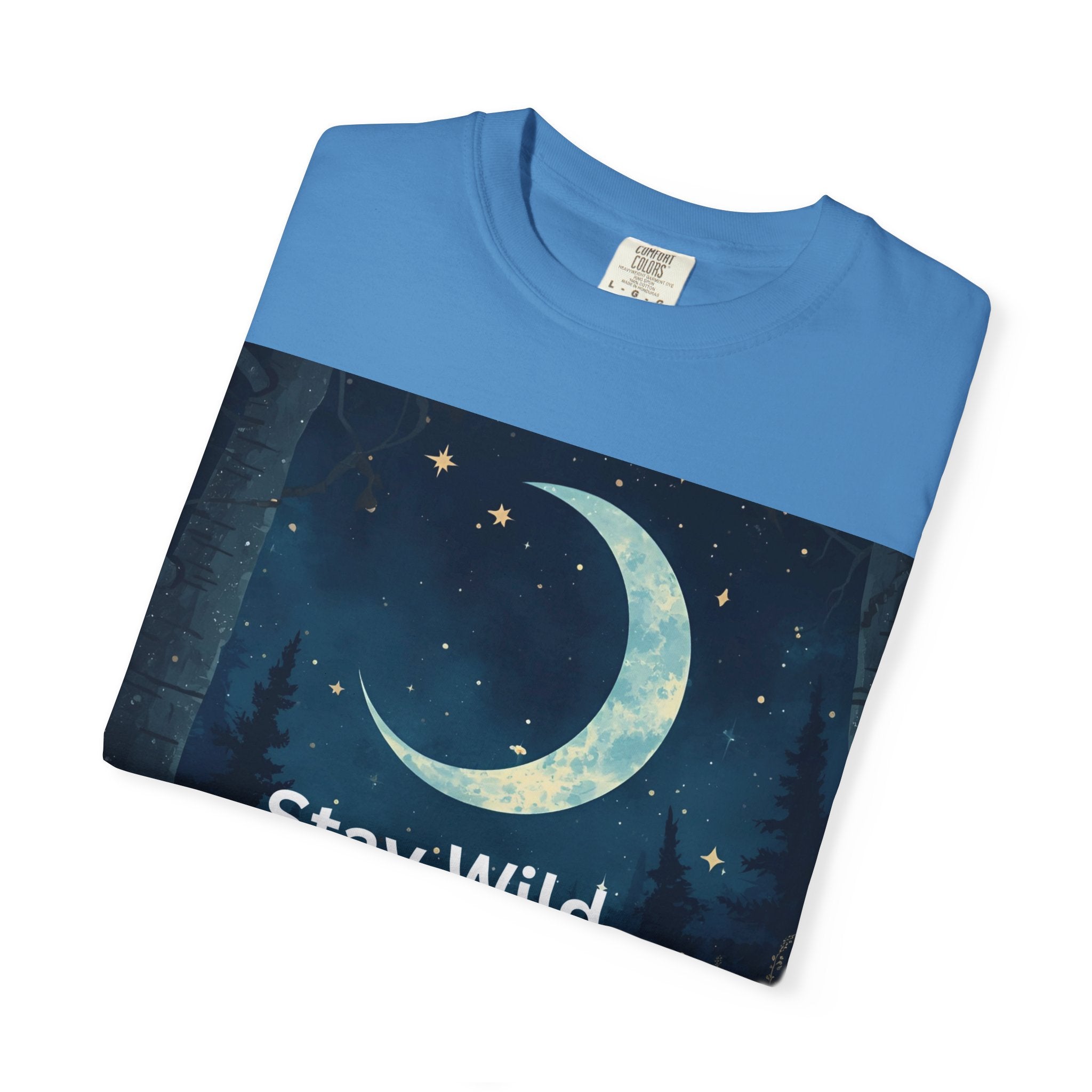 Stay Wild Moon Child Garment-Dyed T-Shirt | Unisex Graphic Tee for Nature Lovers, Boho Style, Gift for Friends, Eco-Friendly Fashion