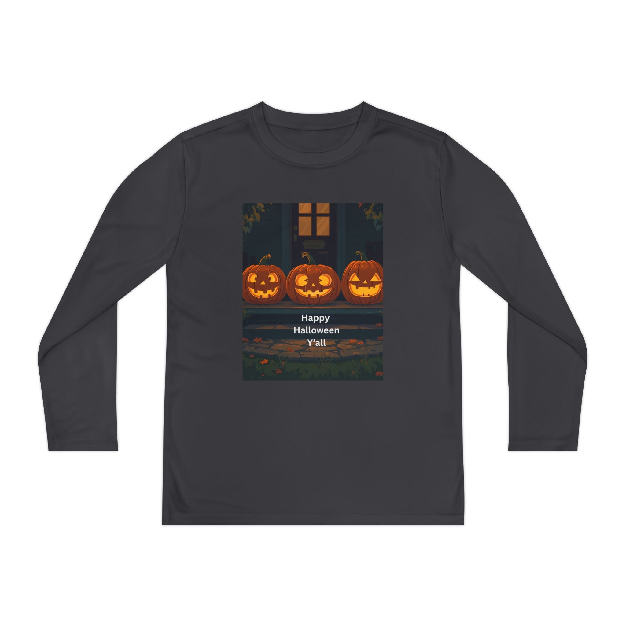 Halloween Pumpkin Youth Long Sleeve Competitor Tee