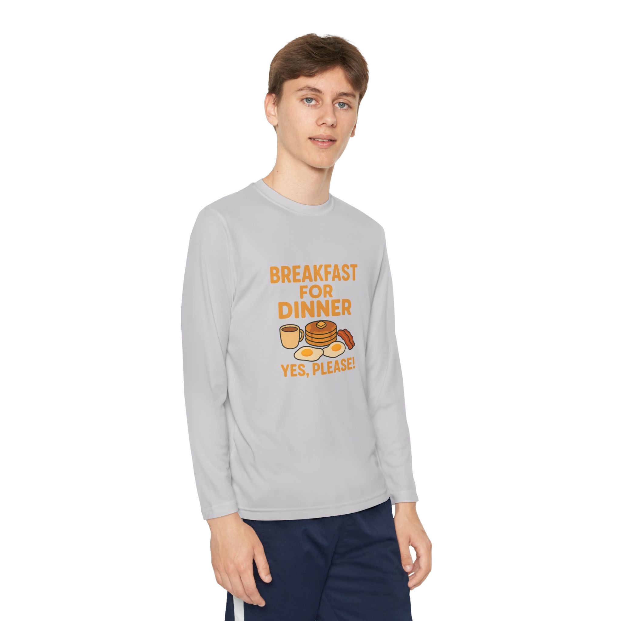 Breakfast For Dinner Youth Long Sleeve Competitor Tee