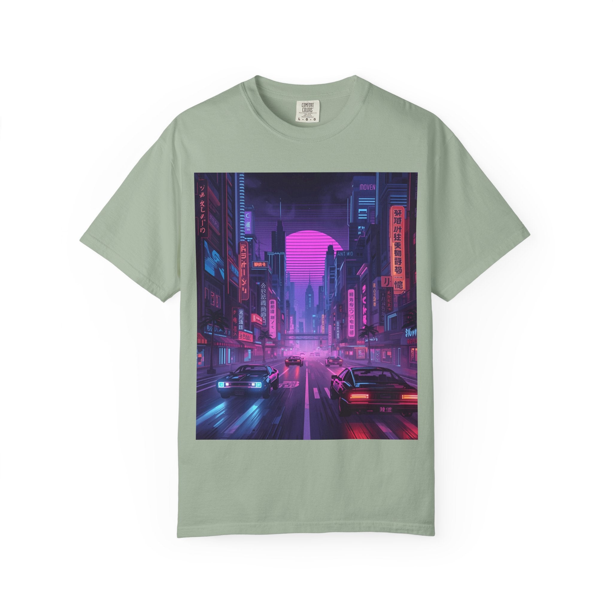 Futuristic Neon Cityscape T-Shirt, Retro Graphic Tee, Unisex Streetwear, Urban Vibe Shirt, Gift for Gamers, Summer Outfit