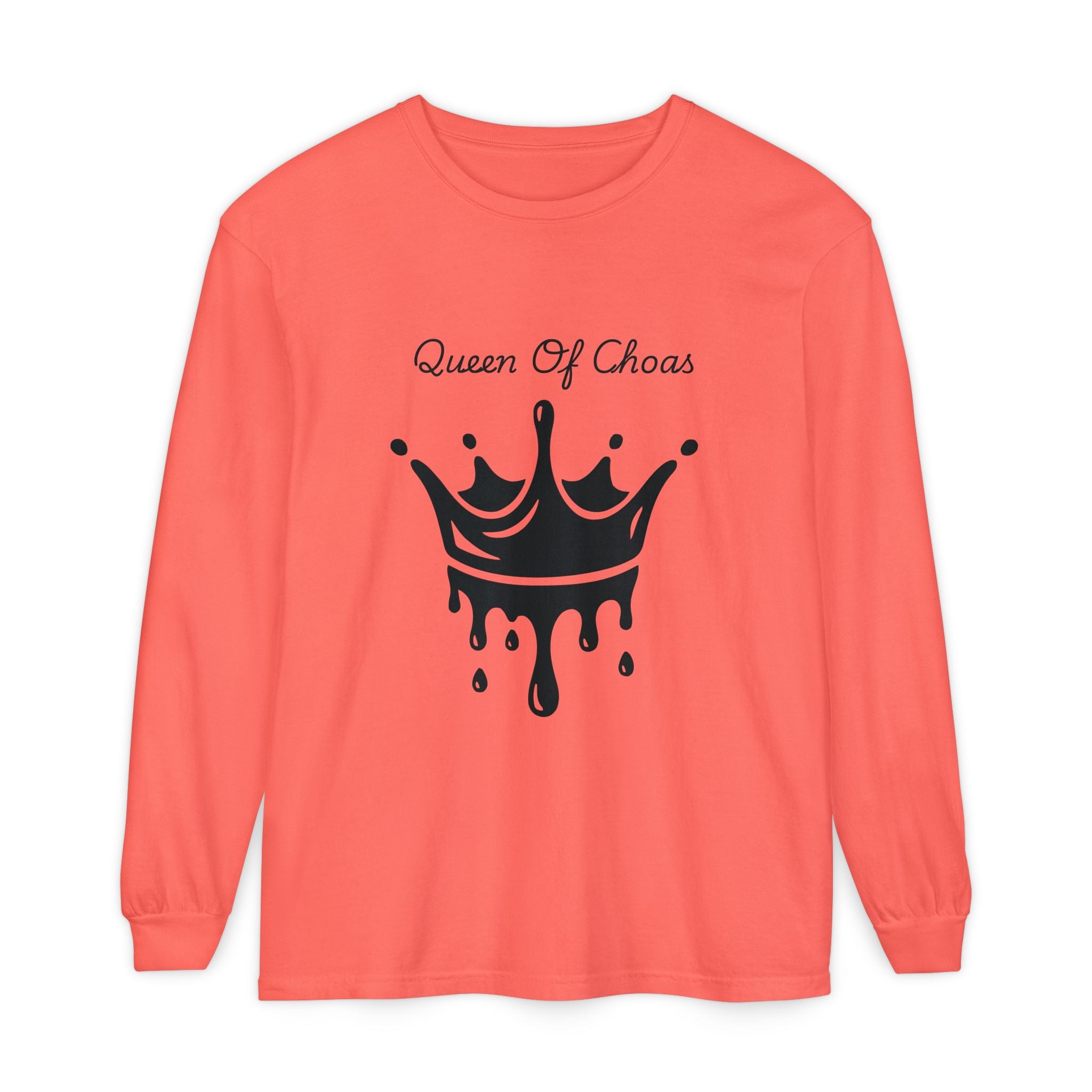 Queen of Chaos Long Sleeve T-Shirt - Stylish Unisex Apparel for Creative Souls, Casual Wear, Gift for Her, Birthday, Everyday Style