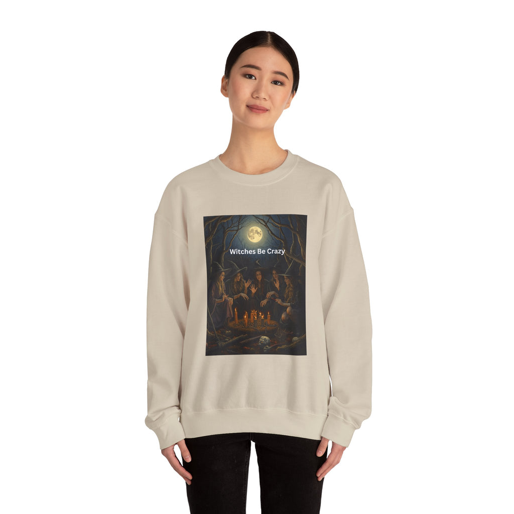 Spooky Halloween Witches Be Crazy Crewneck Sweatshirt, Cozy Halloween Apparel, Unisex Fall Fashion, Witchy Gifts, Casual Everyday Wear