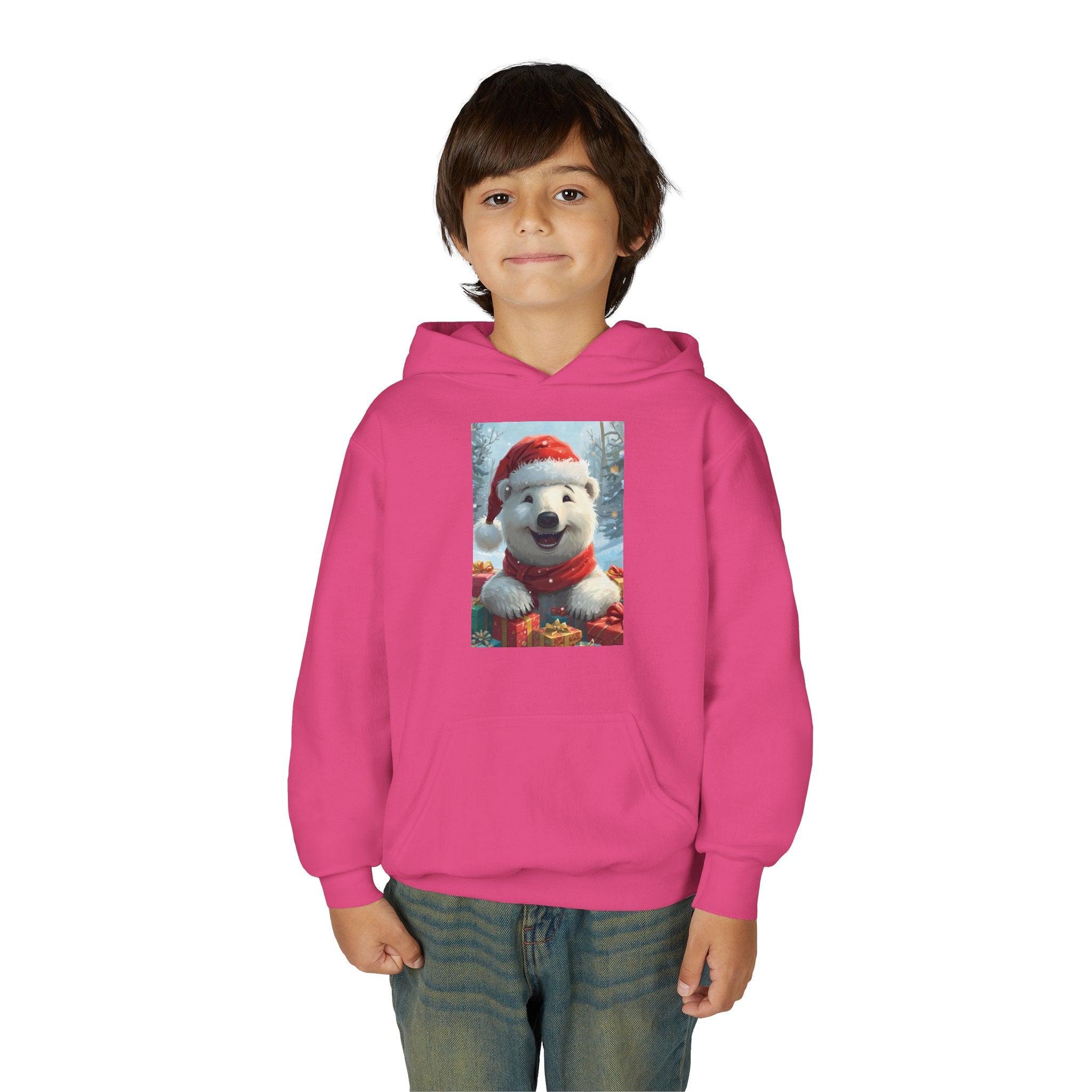 Christmas Bear Youth Heavy Blend Hooded Sweatshirt