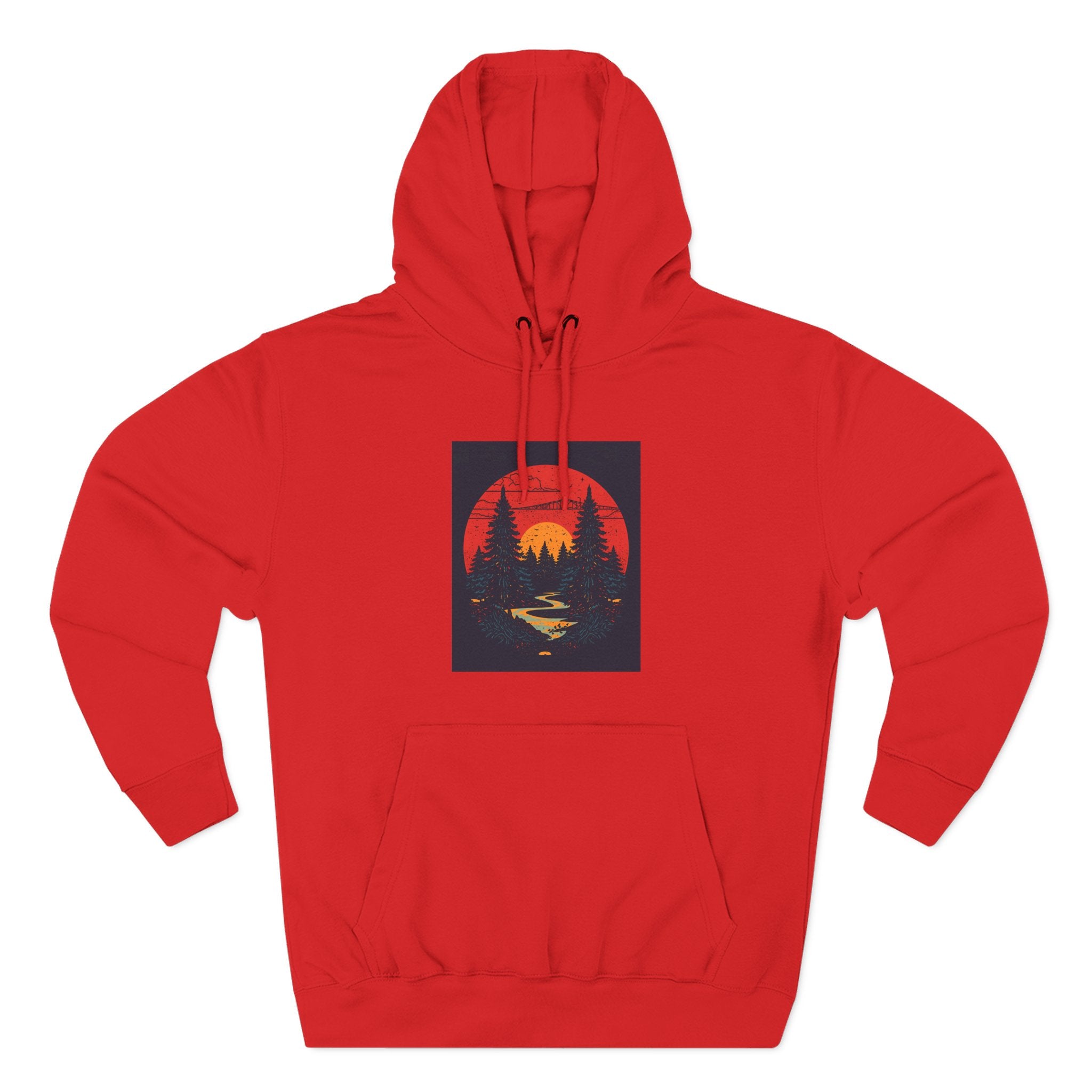Cozy Nature Sunset Hoodie, Graphic Fleece Sweatshirt, Outdoor Apparel, Fall Fashion, Gift for Nature Lovers, Winter Wear