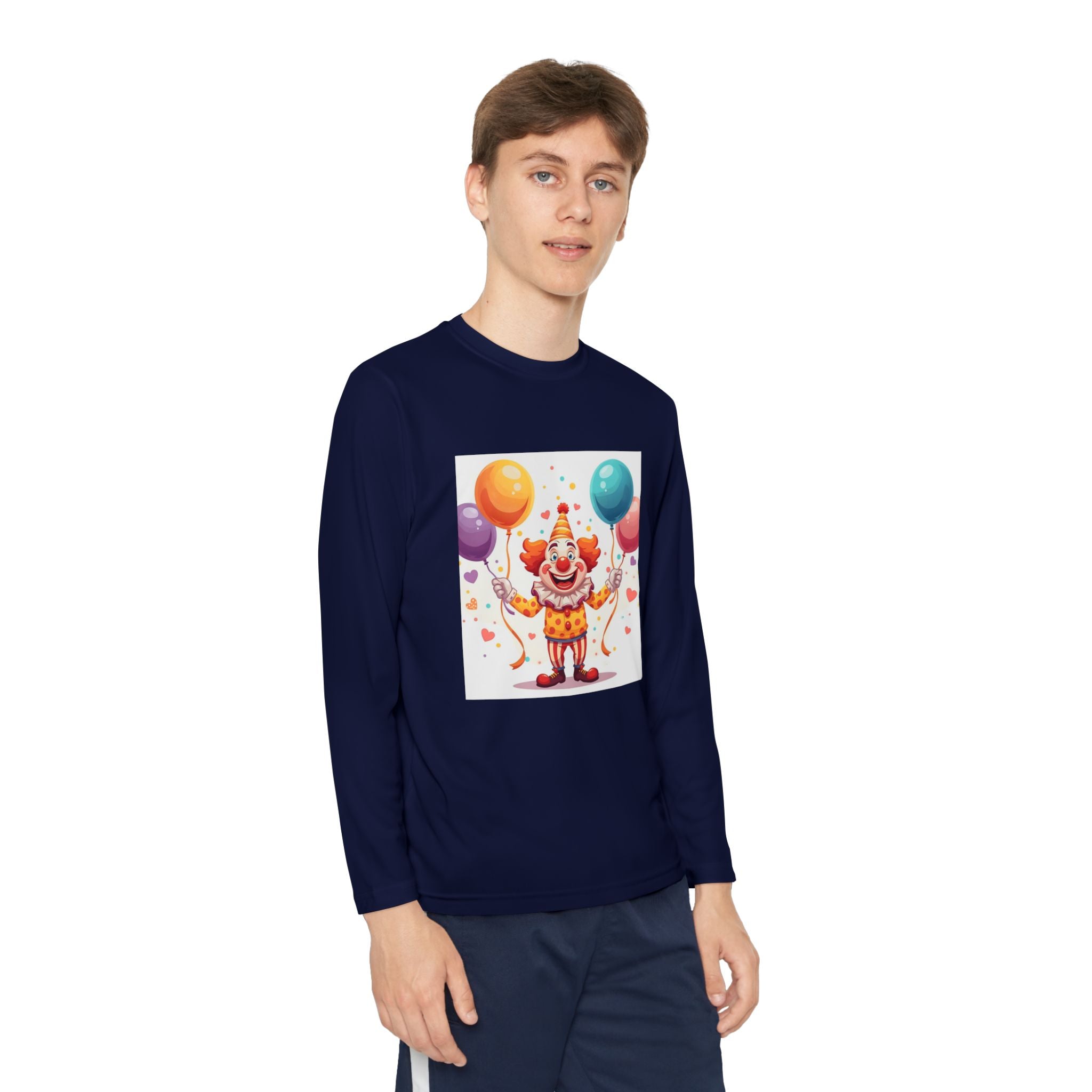 Birthday Clown With Balloons Youth Long Sleeve Competitor Tee