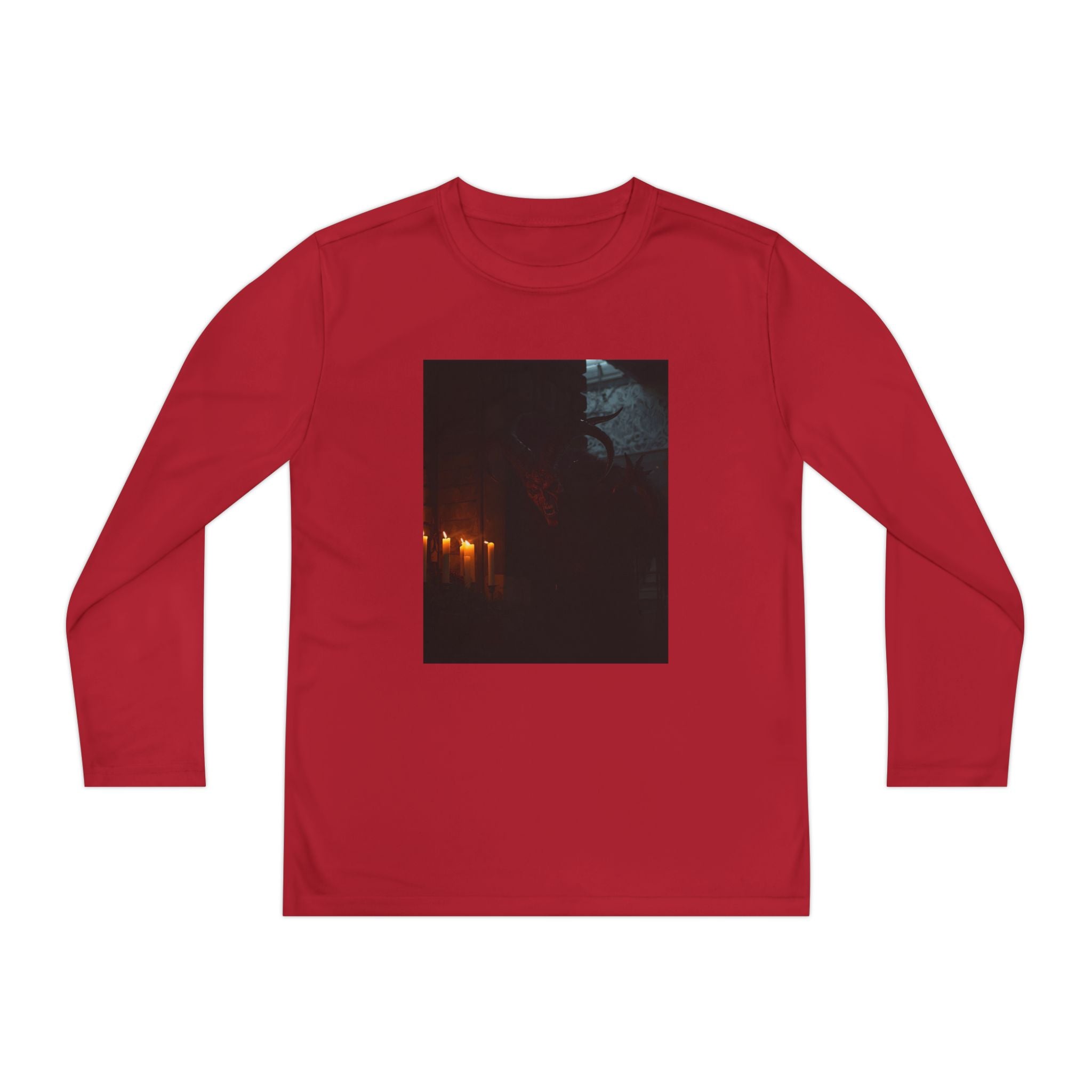 Spooky Halloween Pumpkin Shadow Youth Long Sleeve Competitor Tee