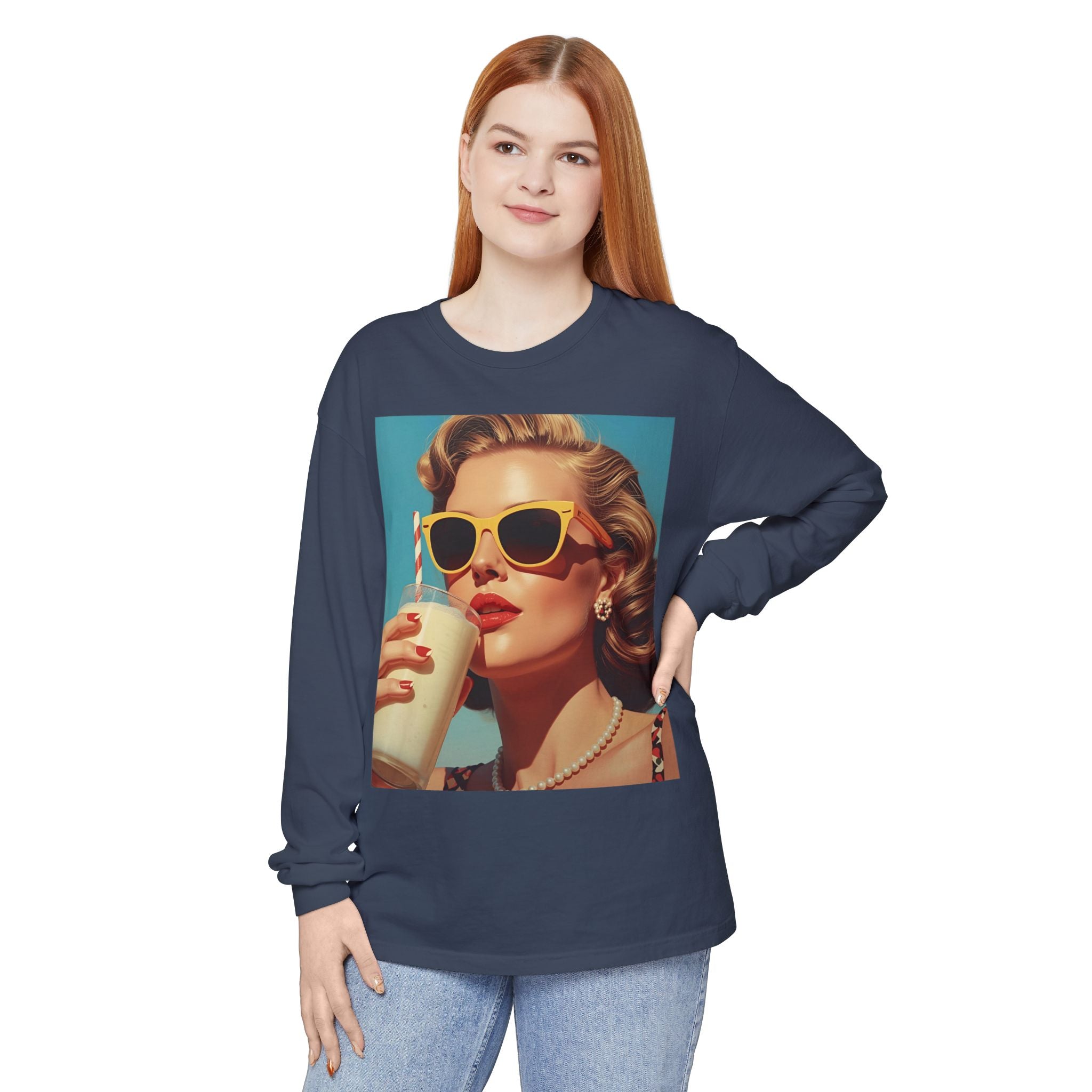 Retro Pop Art Long Sleeve T-Shirt, Vintage Graphic Tee, Fashion Top, Summer Style shirt, Gift for Art Lovers, Casual Wear