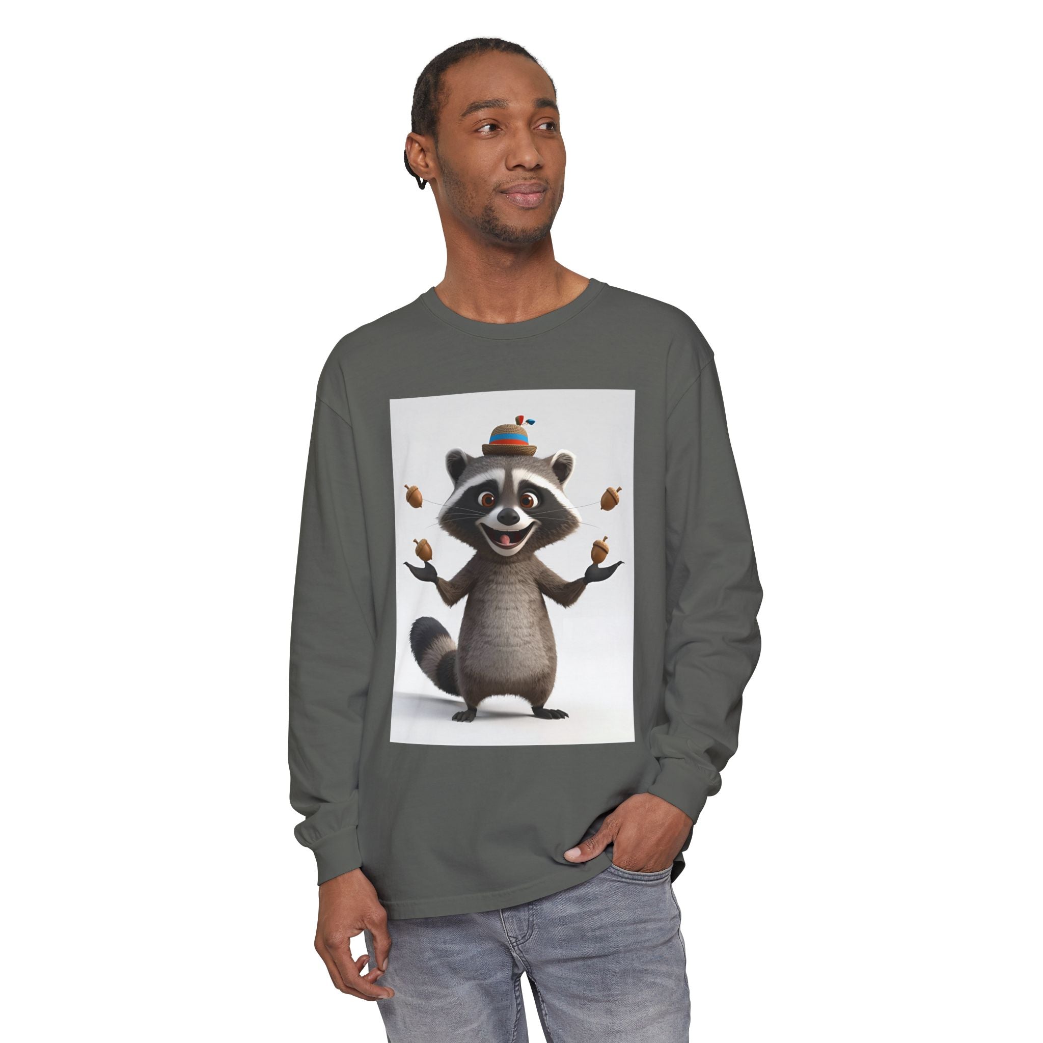 Raccoon Unisex Garment-dyed Long Sleeve T-Shirt