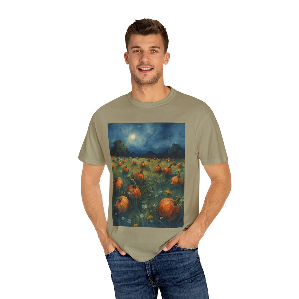 Autumn Pumpkin Field T-shirt | Unisex Fall Tee, Cozy Graphic Shirt, Halloween Gift, Harvest Fashion, Seasonal Wear, Pumpkin Lovers
