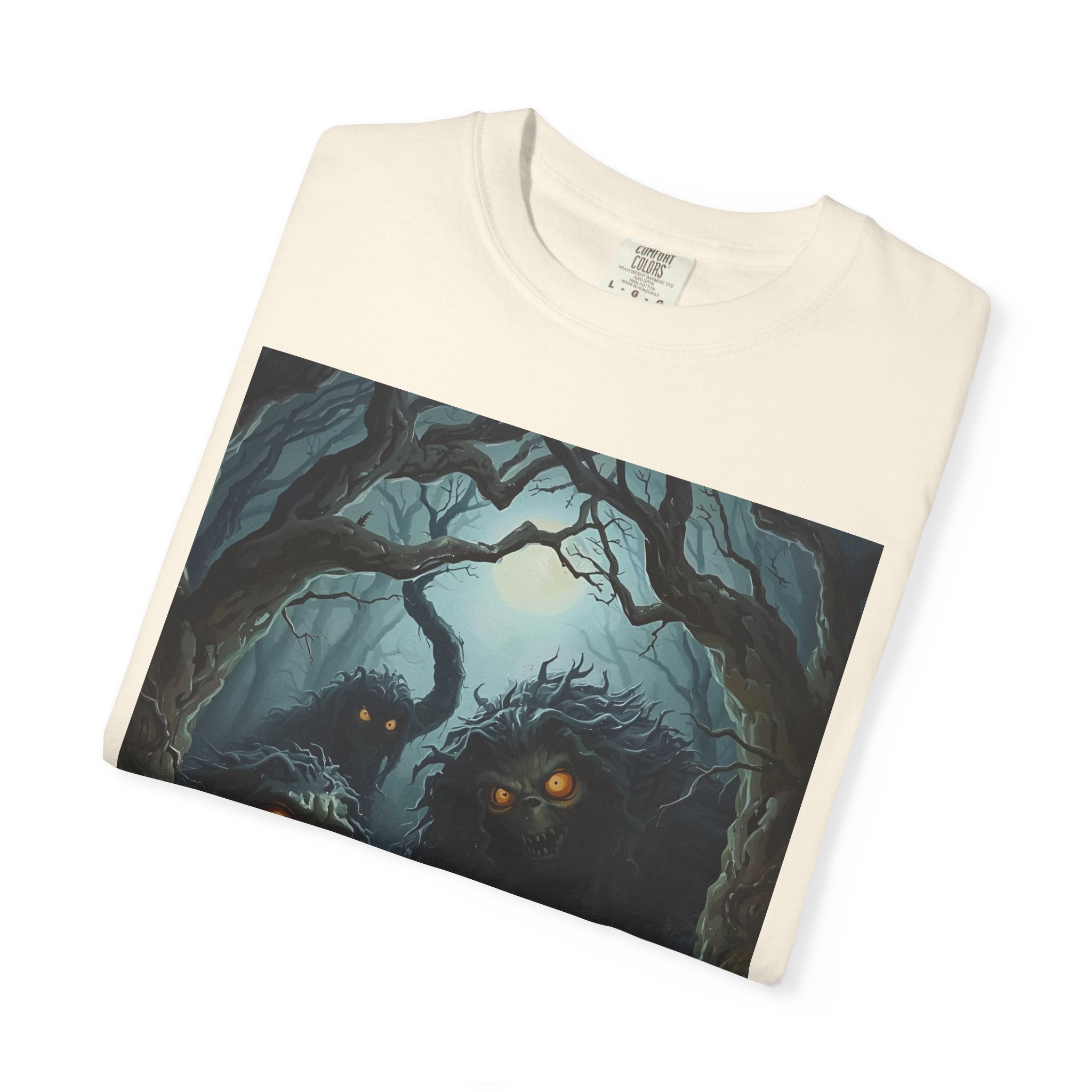 Spooky Mysterious Forest Graphic T-Shirt, Unisex Tee, Nature Lover Gift, Halloween Apparel, Unique Artwear