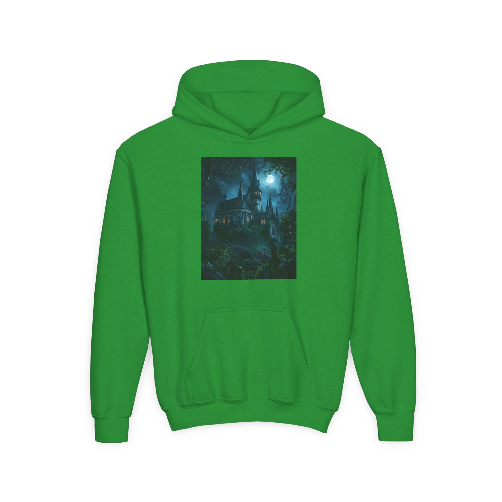 Mystical Night Scene Youth Hoodie | Perfect for Halloween, Cozy Days, Gifts for Kids, Adventure Apparel