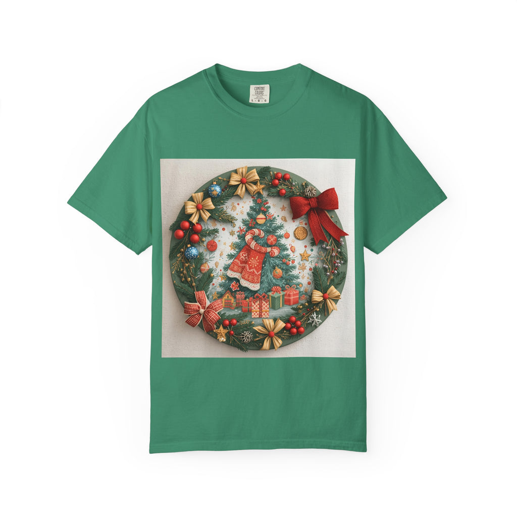 Christmas Wreath Festive Christmas T-shirt, Unisex Holiday Tee, Cheerful Xmas Apparel, Perfect Gift, Winter Celebration Wear, Christmas Spirit Shirt