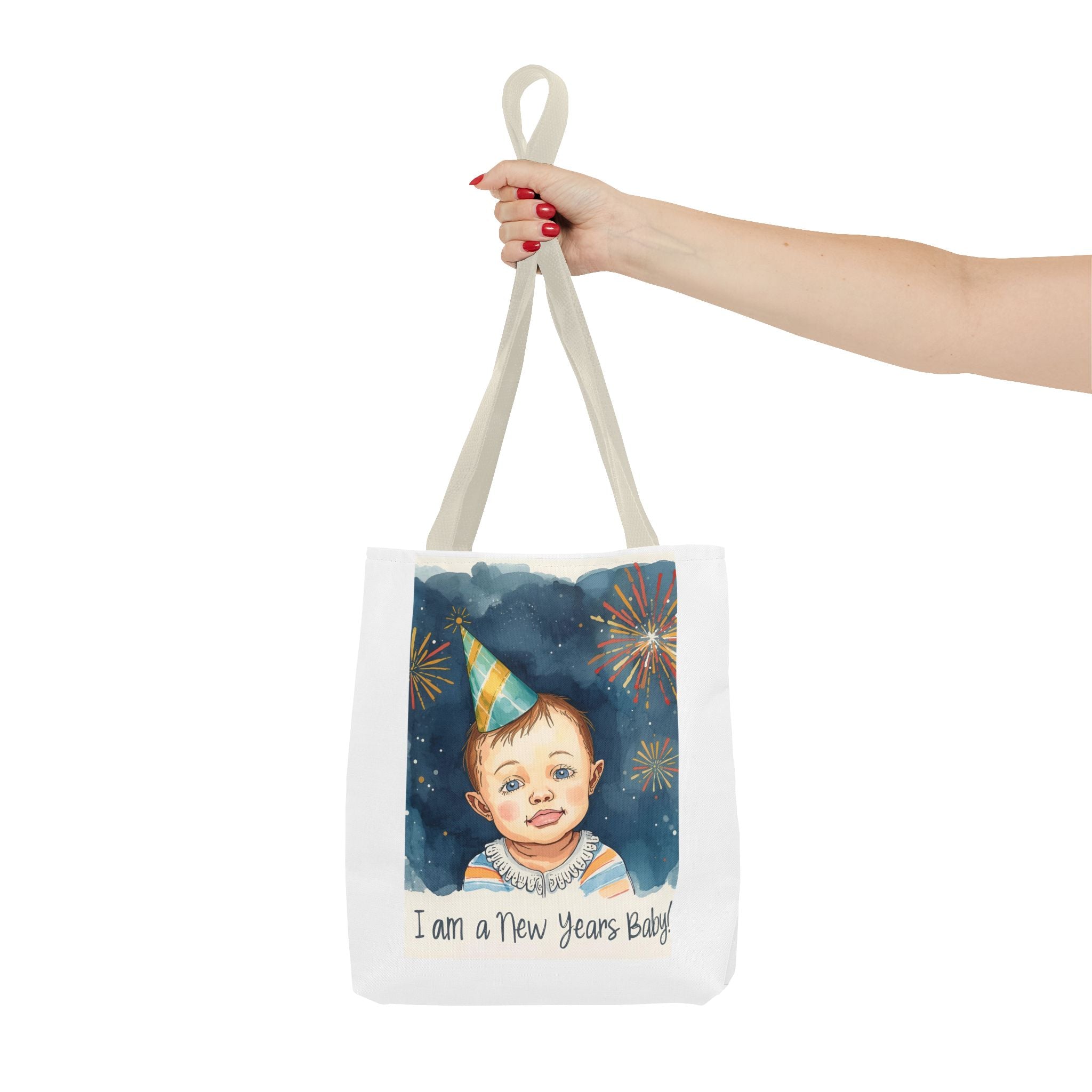 New Year's Baby Tote Bag, Cute Baby Gift, Celebration Bag, New Year Party Accessory, AOP Design, Family Gathering