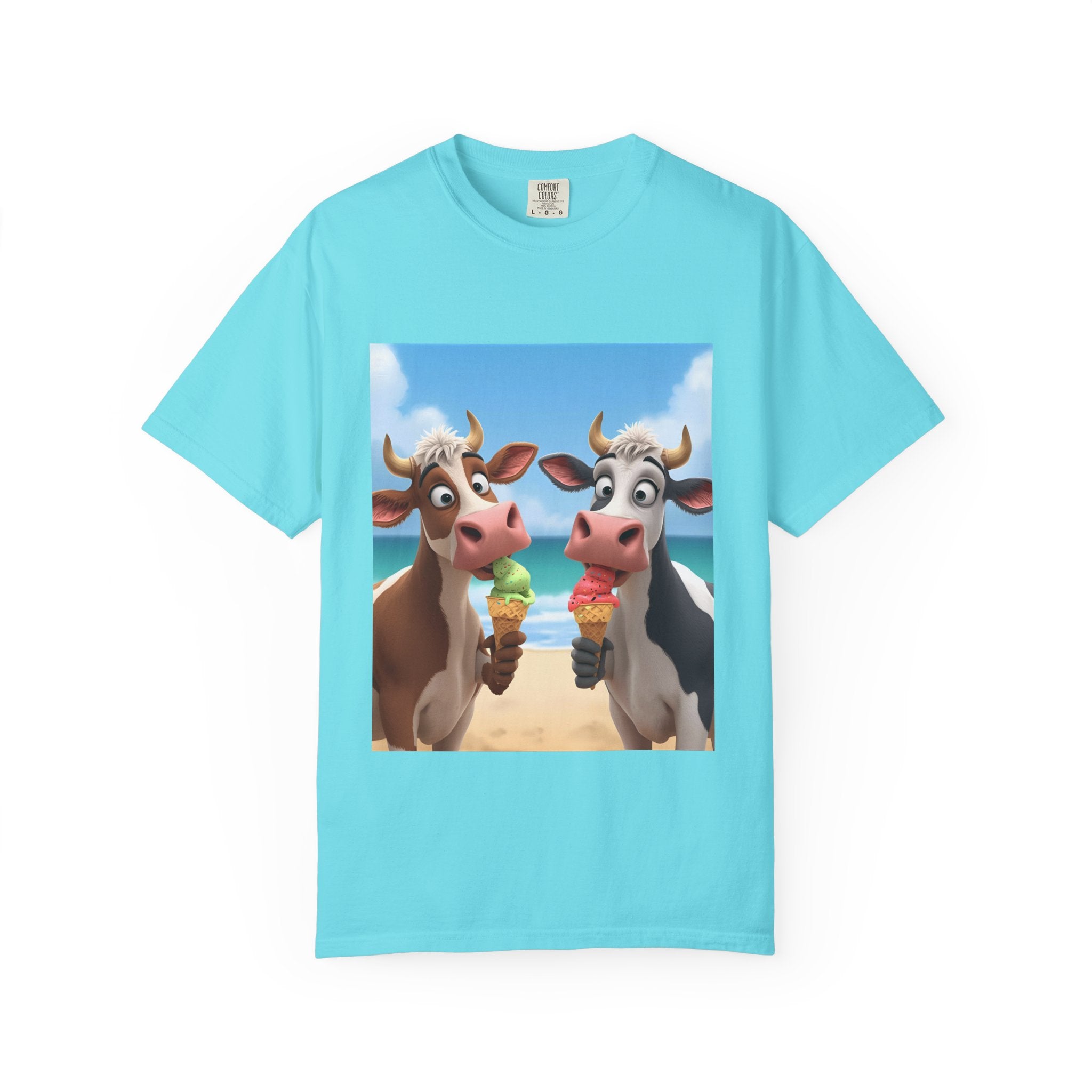 Cute Cow Ice Cream T-Shirt, Fun Summer Tee, Animal Lover Gift, Unisex Casual Top, Beach Vibes Apparel, Cute Gift for Friends