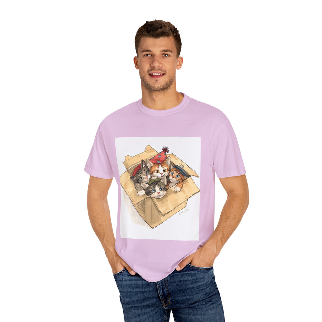 Cute Kittens In Box Unisex Garment-Dyed T-shirt