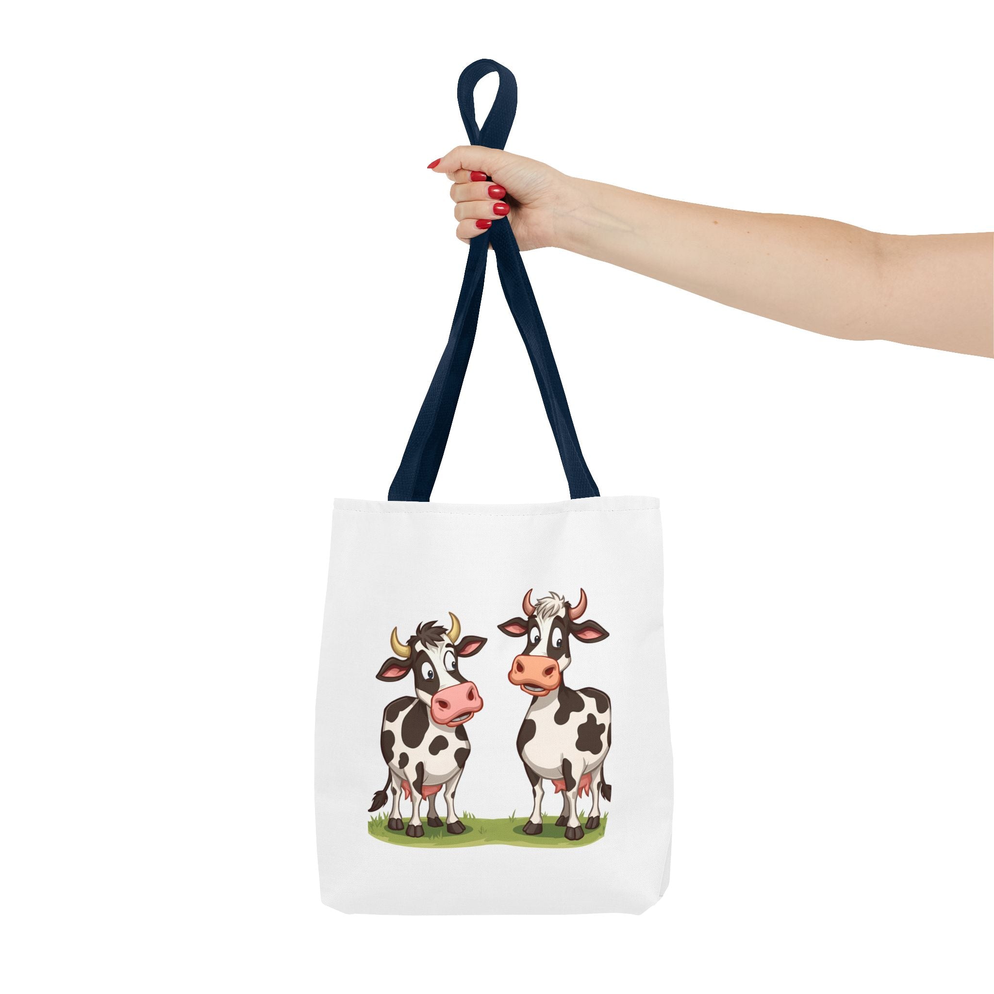 Cute Cow Print Tote Bag, Reusable Shopping Bag, Farmer's Market Tote, Animal Lover Gift, Floral Cow Pattern Bag