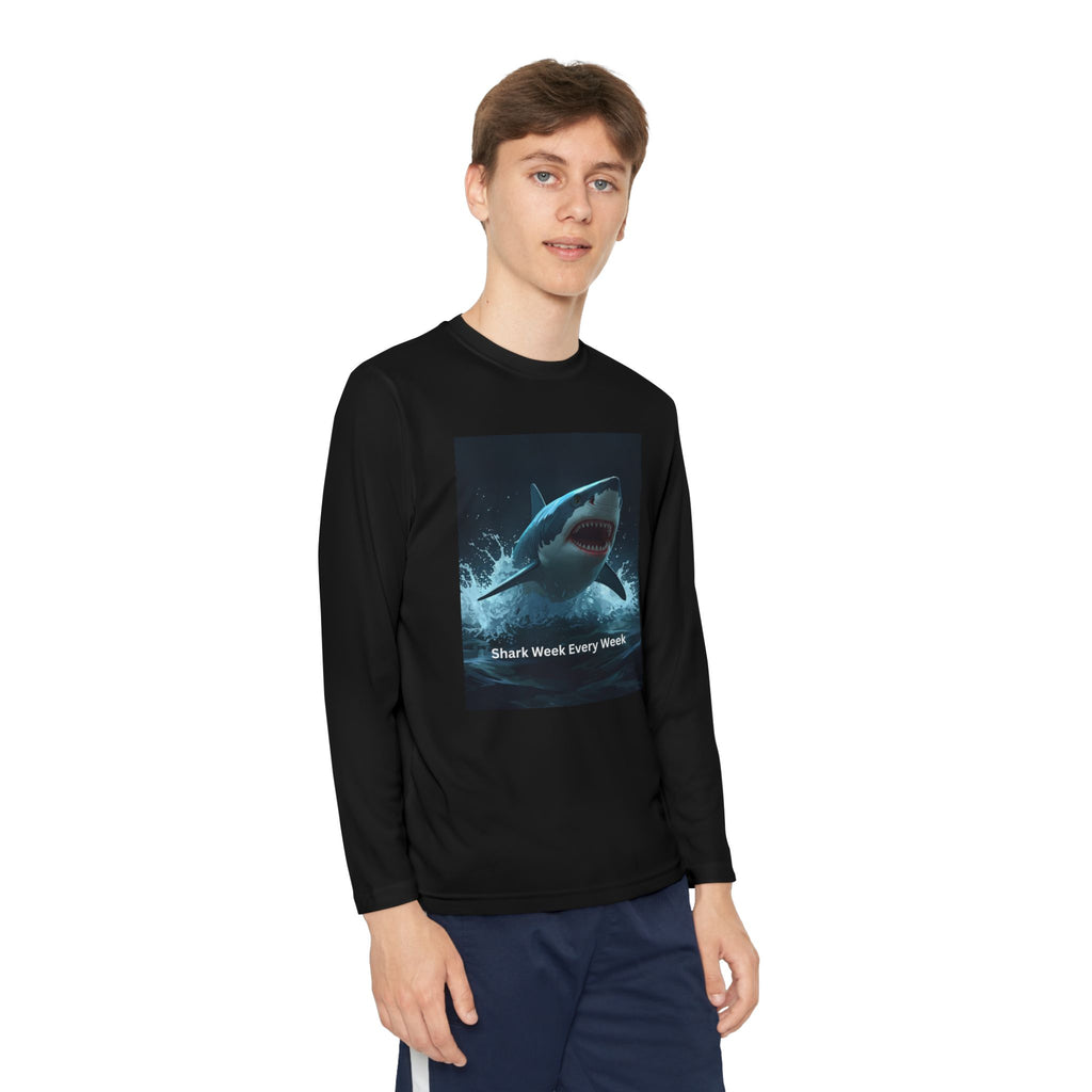 Shark Week Youth Long Sleeve Tee - Funny Ocean Shirt, Kids Gift, Summer Wear, Cool Tee, Swim Shirt, Beach Apparel