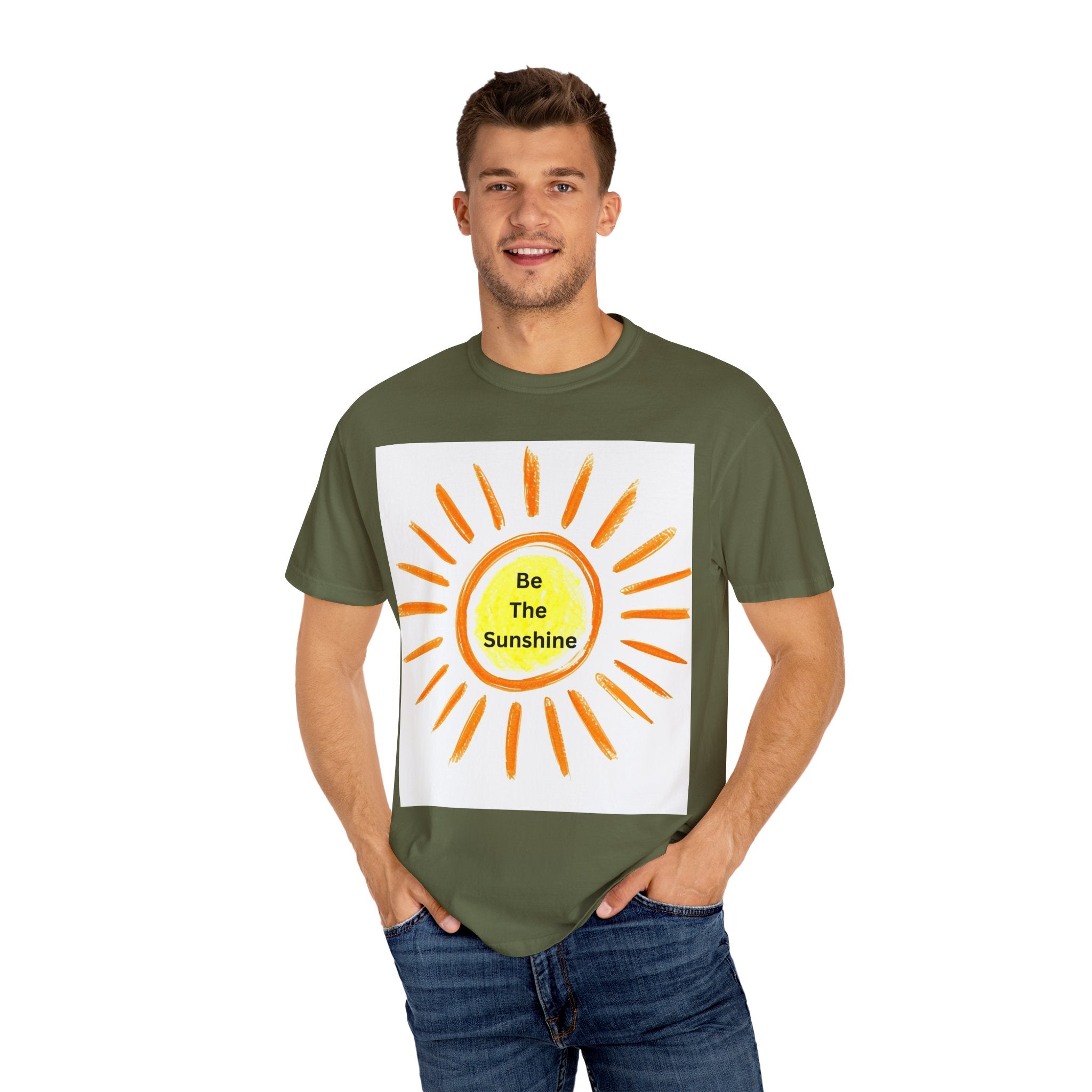 Be The Sunshine Graphic Tee - Unisex Garment-Dyed T-shirt, Positive Vibes T-Shirt, Summer Shirt, Gift for Friends, Motivational Apparel