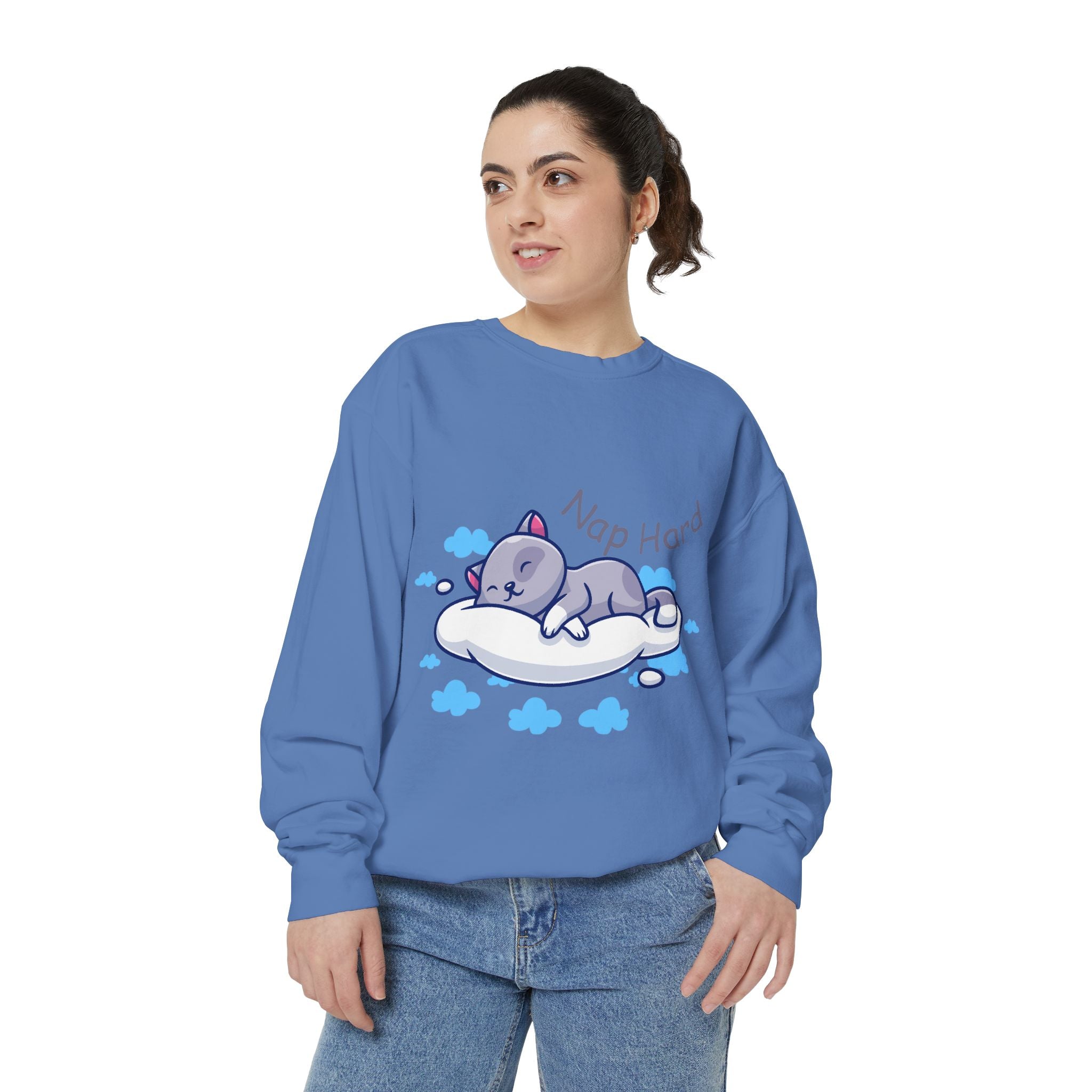 Cozy Cat Nap Hard Unisex Garment-Dyed Sweatshirt