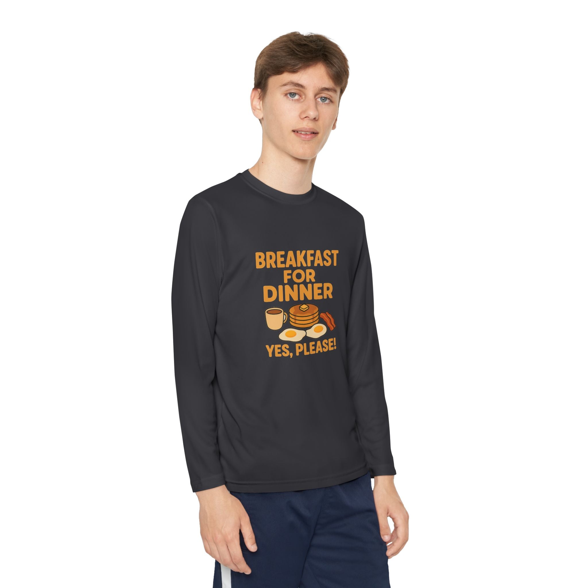 Breakfast For Dinner Youth Long Sleeve Competitor Tee