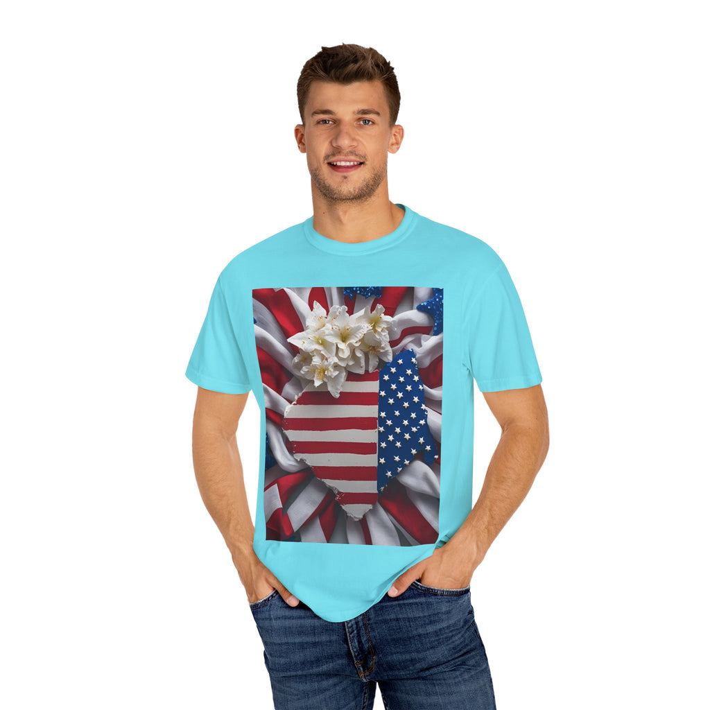 Patriotic Heart T-shirt for Festive Celebrations, 4th of July Apparel, Unisex Graphic Tee, American Pride Shirt, Independence Day Gift