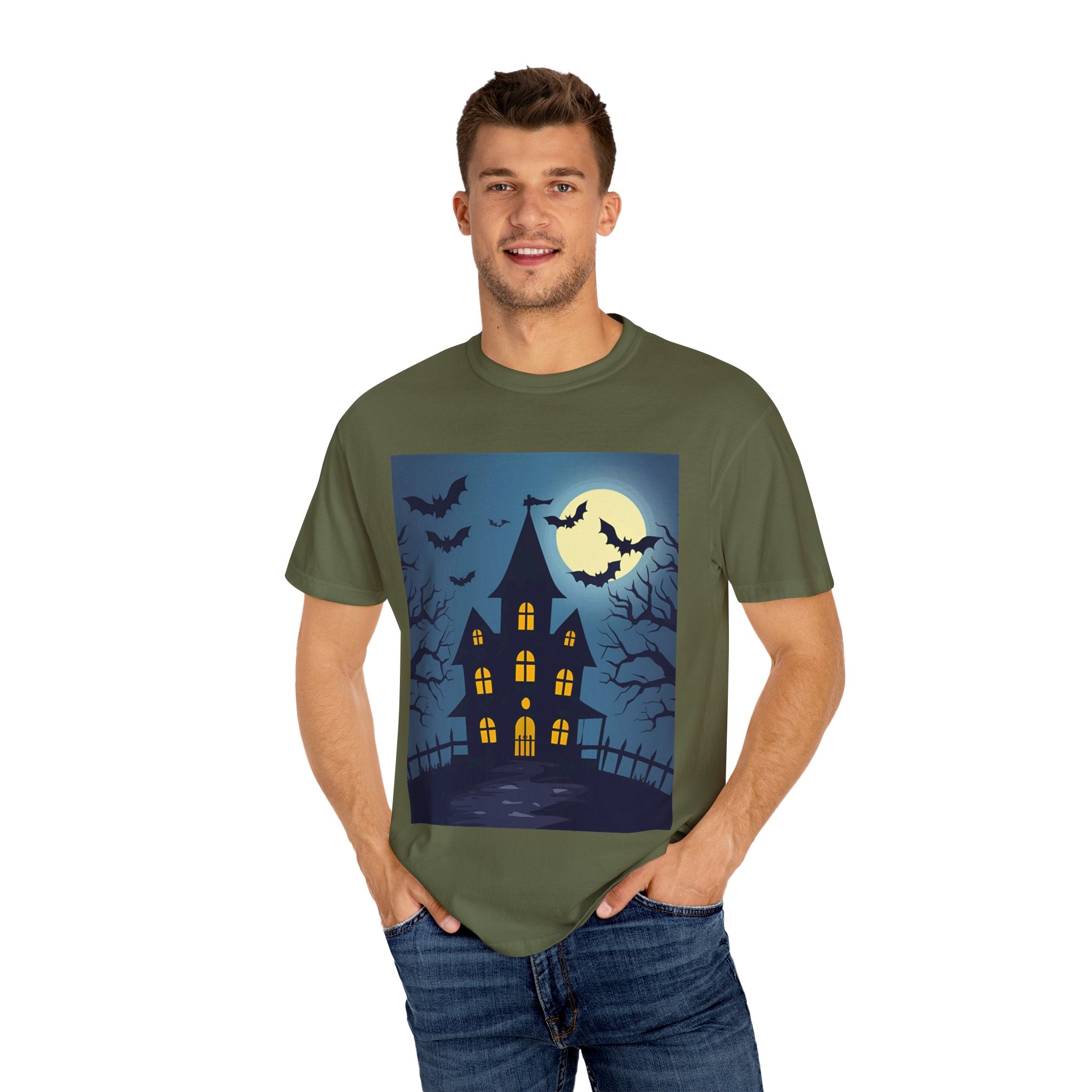 Haunted House T-Shirt, Spooky Halloween Tee, Unisex Shirt, Fall Apparel, Ghostly Graphic Tee, October Celebration Outfit