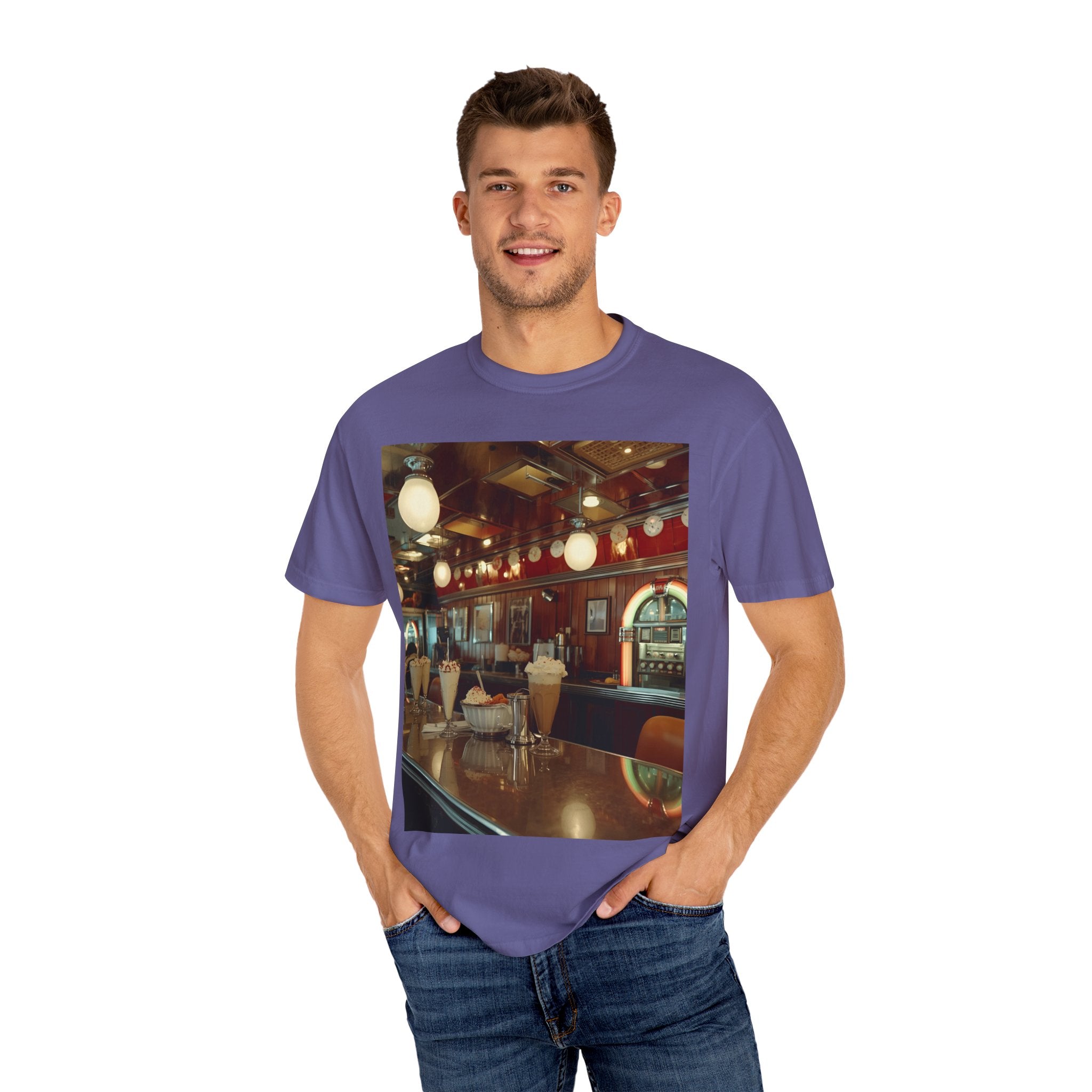 Cozy Cafe Vibe T-Shirt | Unisex Garment-Dyed Tee for Casual Outings, Vintage Style, Ice Cream Lovers, Retro Aesthetic, Everyday Wear